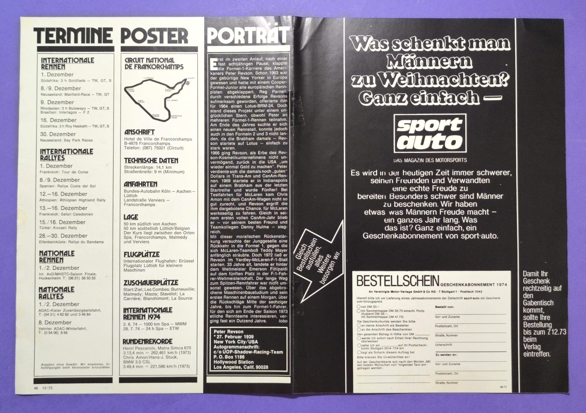RARITÄT! altes Poster, Jägermeister BMW Alpina 3.0 CSL Malcolm Gartlan, 24h Spa-Francorchamps 1973, 28x42cm