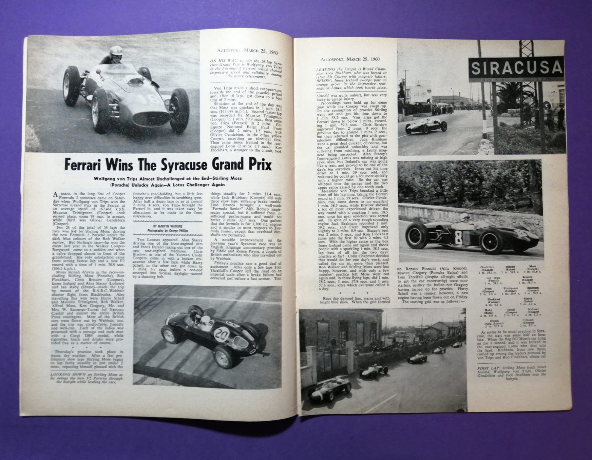 alte Zeitschrift Magazin Heft Autosport, 25. März 1960, Syracuse Grand Prix, Ferrari, Trips, Testbericht Alfa-Romeo Giulietta Sprint Speciale,.. Englisch!