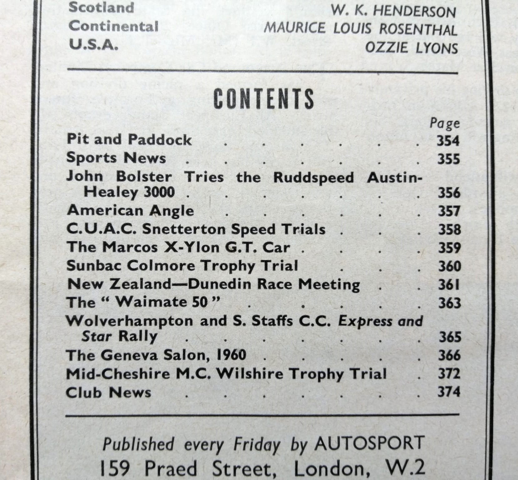 alte Zeitschrift Magazin Heft Autosport, 18. März 1960, Autosalon Genf, Motorsport,.. Englisch!