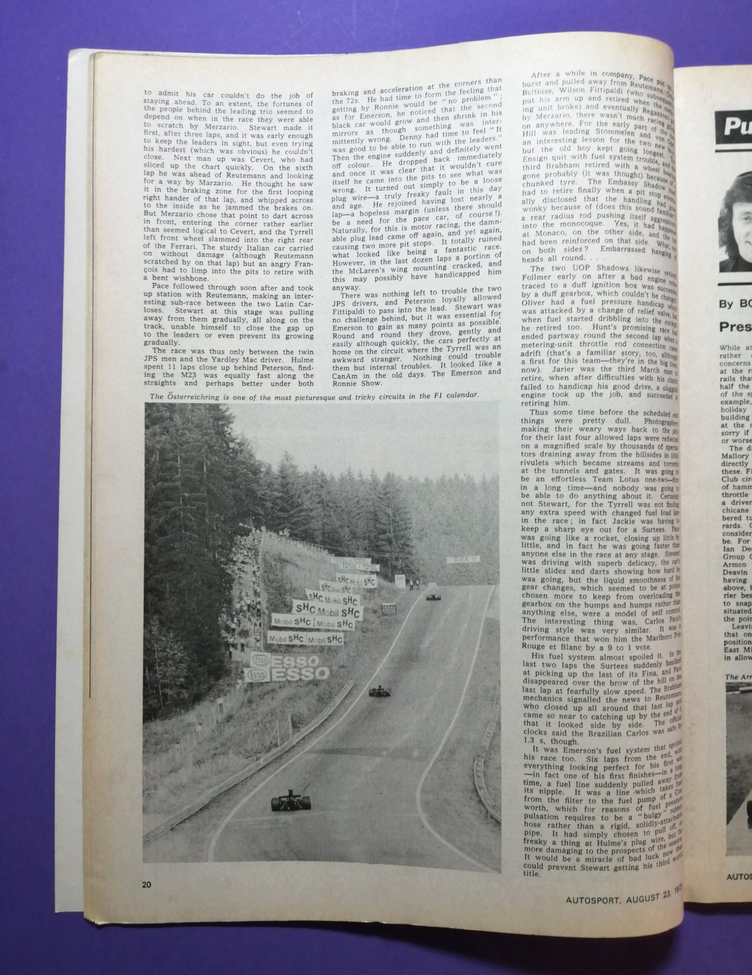 alte Zeitschrift Magazin Heft Autosport, 23. August 1973, Arturo Merzario Ferrari, Ronnie Peterson John Player Lotus, Formel 1 Österreichring Zeltweg,.. Englisch!