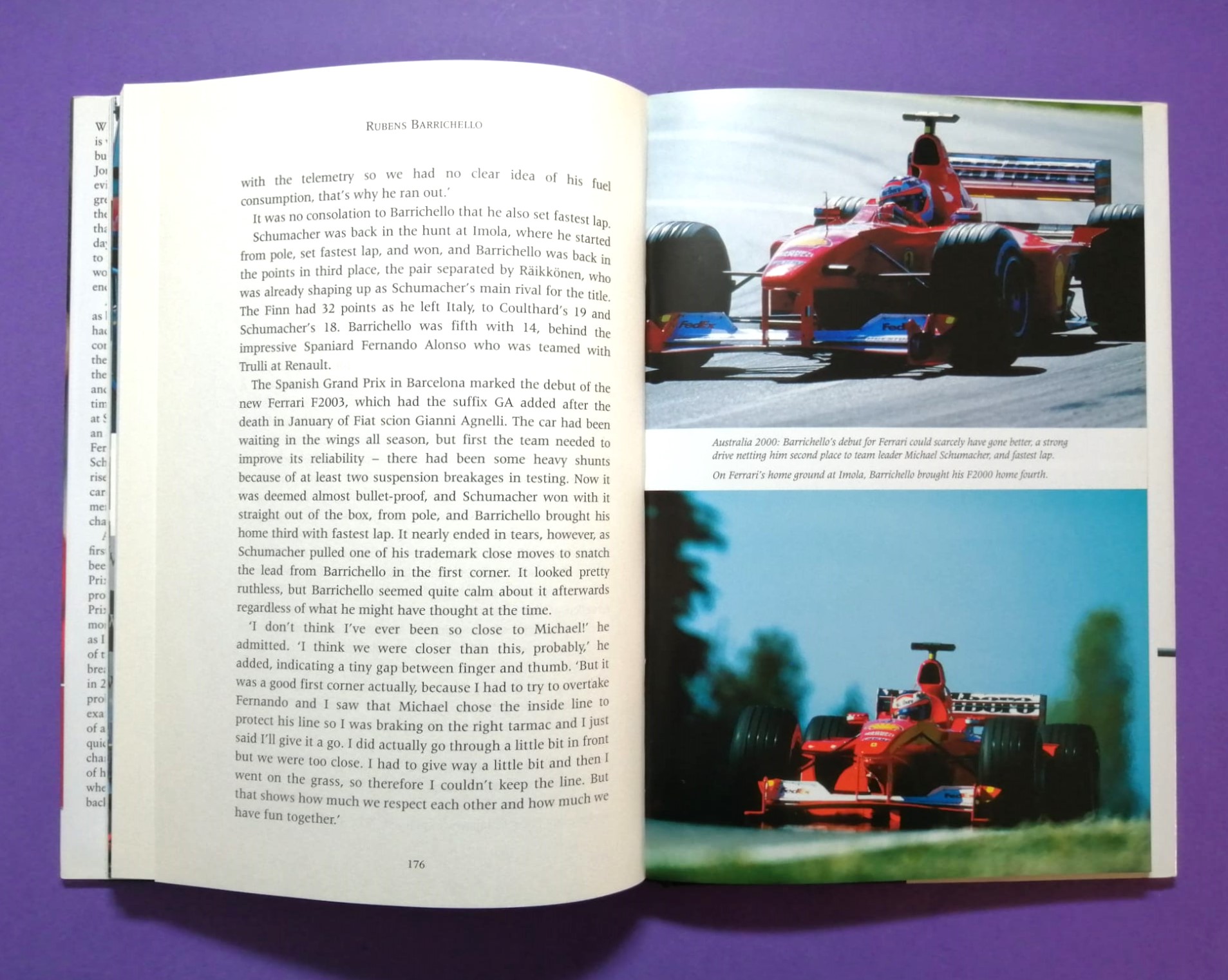 altes Buch, Rubens Barrichello, The Spirit of Senna and the Shadow of Schumacher, Formel 1 Grand Prix, Ferrari, Jordan, Stewart, Formel 3, 3000,.. Englisch!