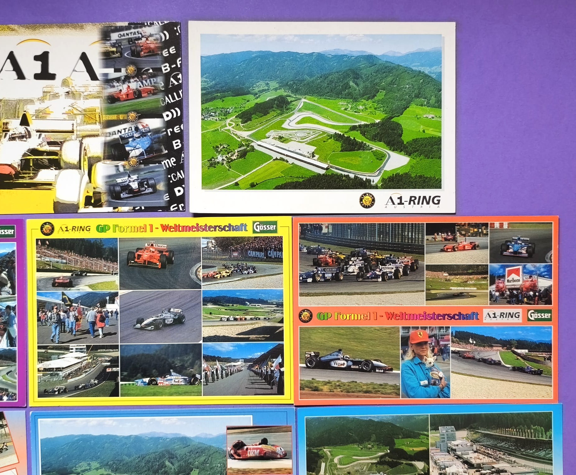 12 Stück alte Postkarten A1-Ring Austria, Spielberg, Formel 1 Grand Prix, Tourenwagen, Motorrad 90er Jahre, 10x15cm