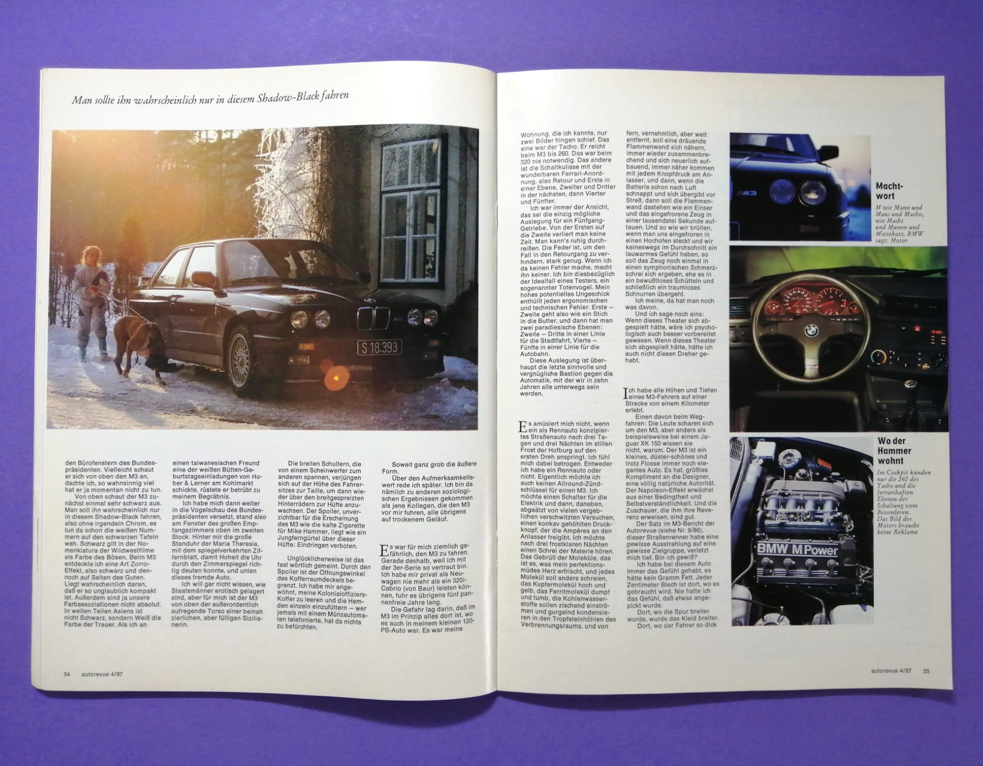alte Auto Revue Zeitschrift Magazin Heft, 04/1987, Testbericht BMW M3 E30, Rallyecross EM Melk, Bentza, Breiteneder,.. mit Mittelposter Gerhard Berger, erster Ferrari Test Formel 1