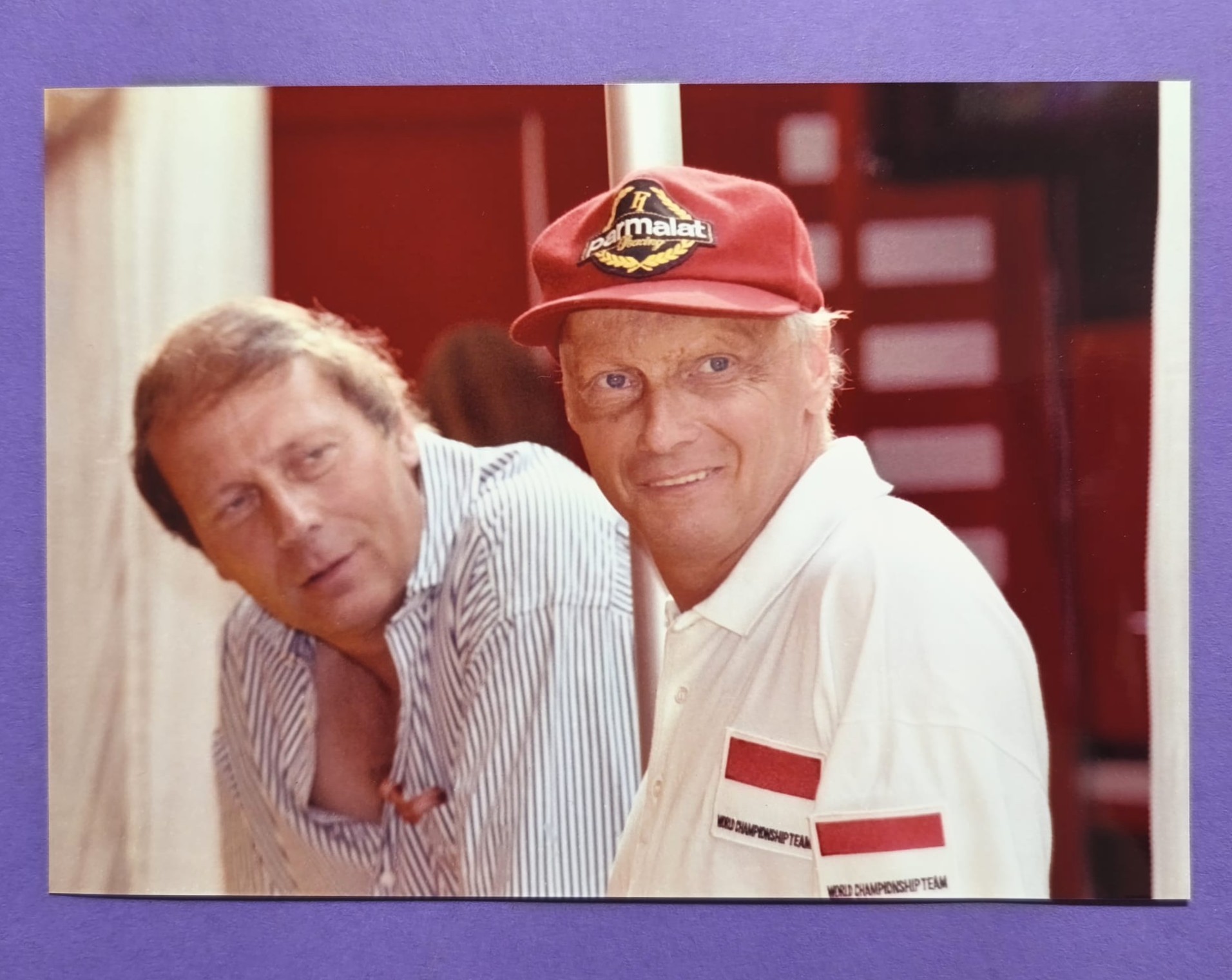 Pressefoto, Niki Lauda, Ferrari Berater, Heinz Prüller, Formel 1 Grand Prix Deutschland Hockenheimring 1994, 13x18cm