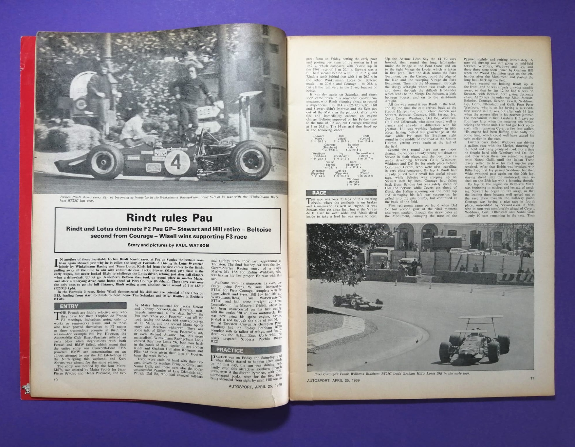 alte Zeitschrift Magazin Heft Autosport, 25. April 1969, Jochen Rindt Lotus Formel 2, Renault Alpine,.. Englisch!