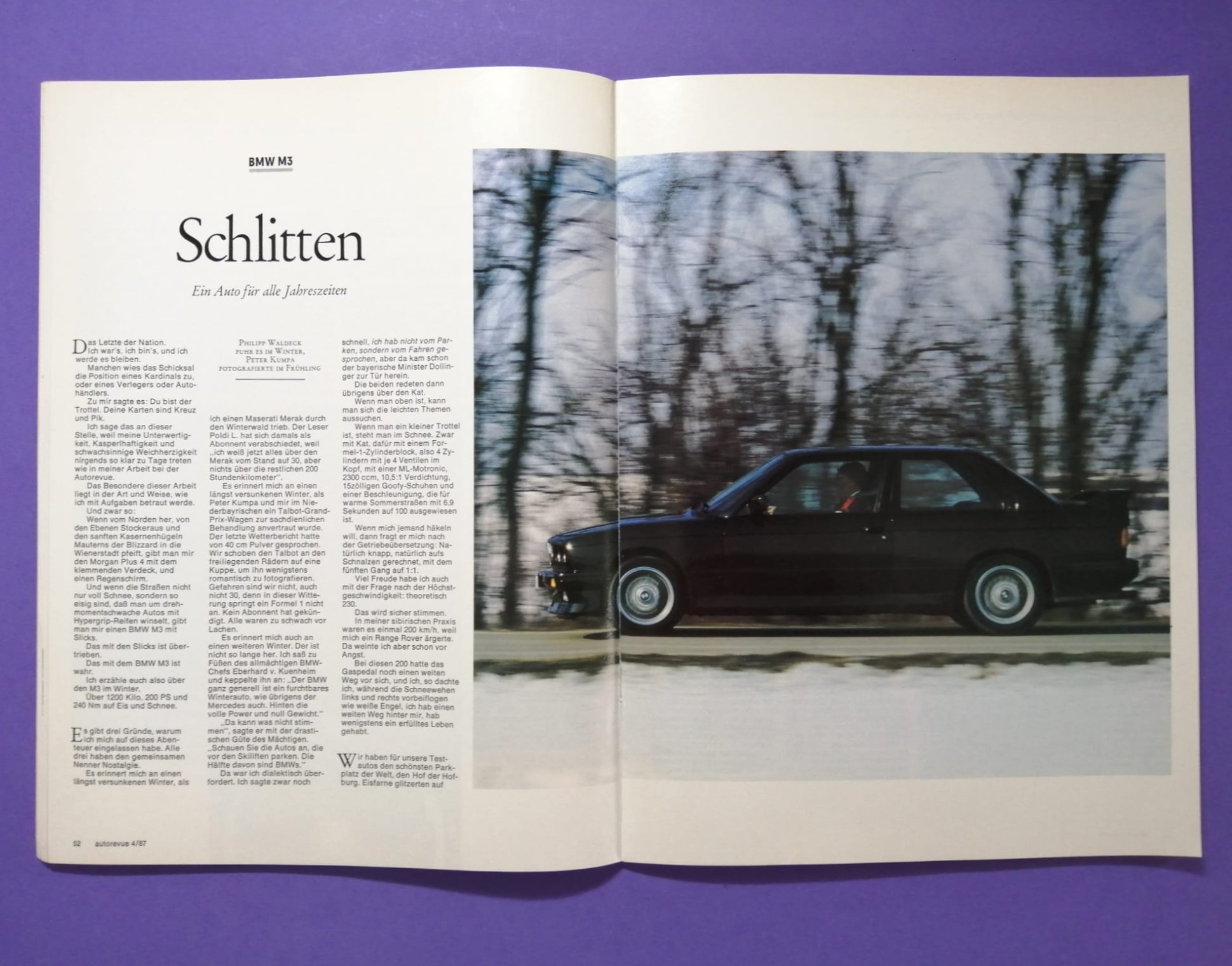 alte Auto Revue Zeitschrift Magazin Heft, 04/1987, Testbericht BMW M3 E30, Rallyecross EM Melk, Bentza, Breiteneder,.. mit Mittelposter Gerhard Berger, erster Ferrari Test Formel 1
