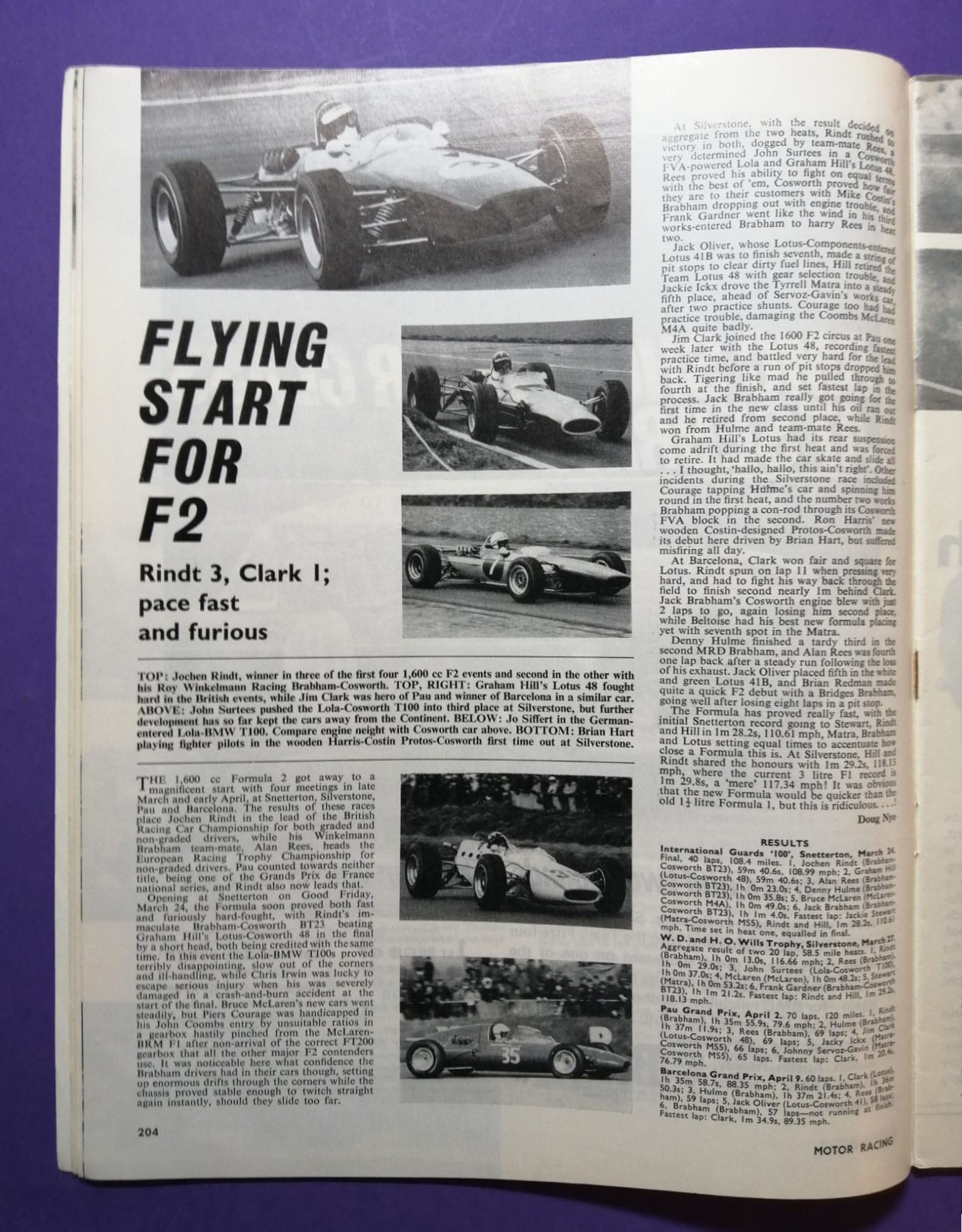 alte Zeitschrift Magazin Heft, Motor Racing, 05/1967, Interview Jochen Rindt, Formel 1 Grand Prix, Mittelposter Ferrari,.. Englisch! 