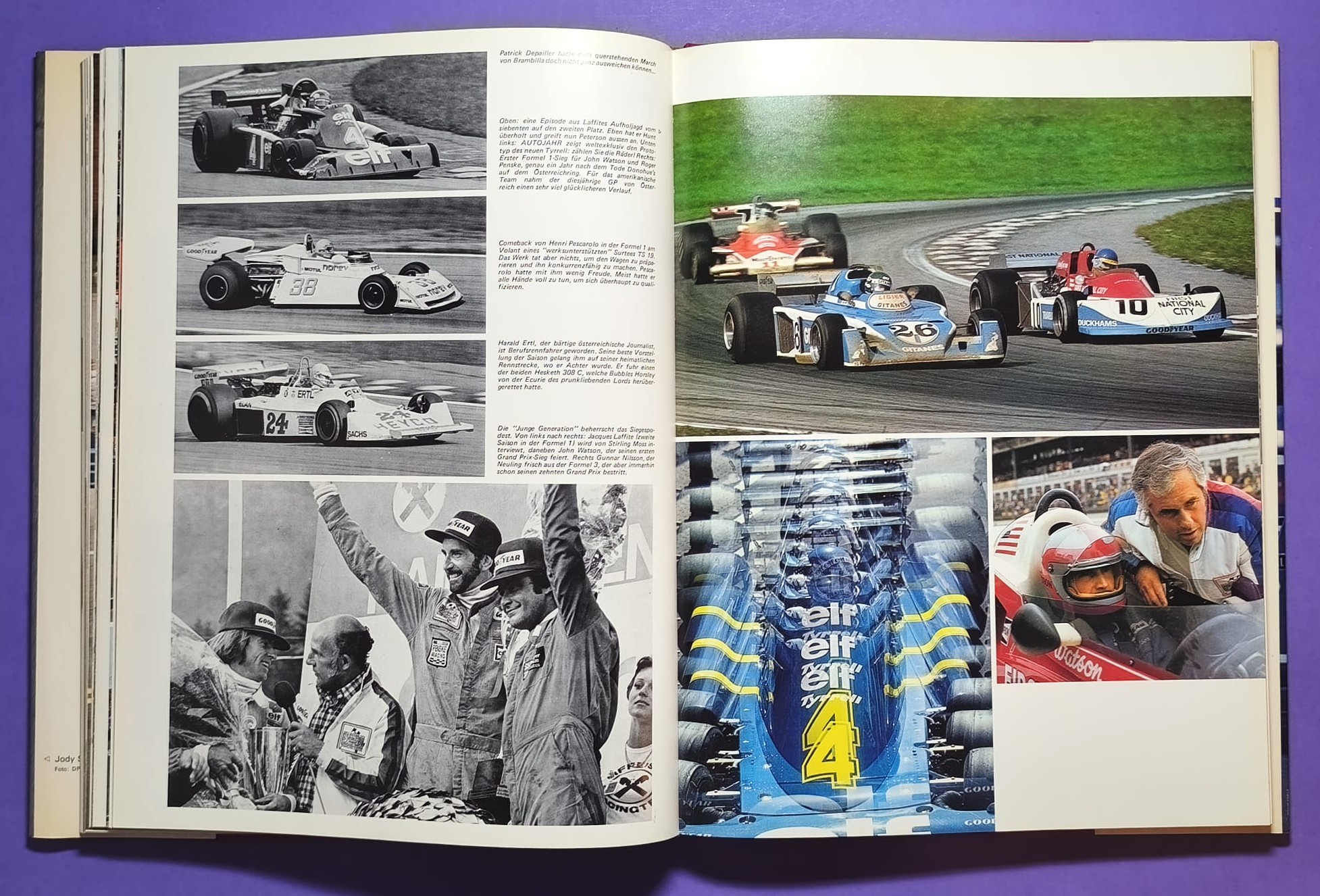 altes Buch, Auto Jahr 1976-1977, Nr. 24, Alfa Sud, Fiat Abarth 131, Lancia Stratos,.. Formel 1, LeMans, Rallye, Tourenwagen WM,.. BMW, 6 Rad Tyrrell, Niki Lauda Ferrari, Lotus, Porsche,..