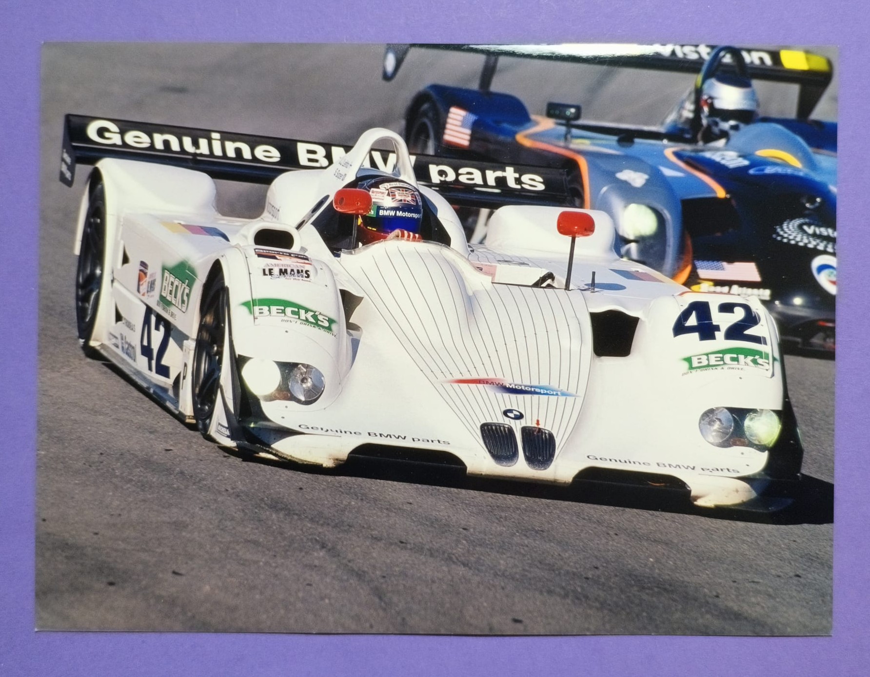altes Presse Werksfoto, J.J. Lehto, BMW V12 LMR, American LeMans Series Las Vegas 1999, 18x24cm 
