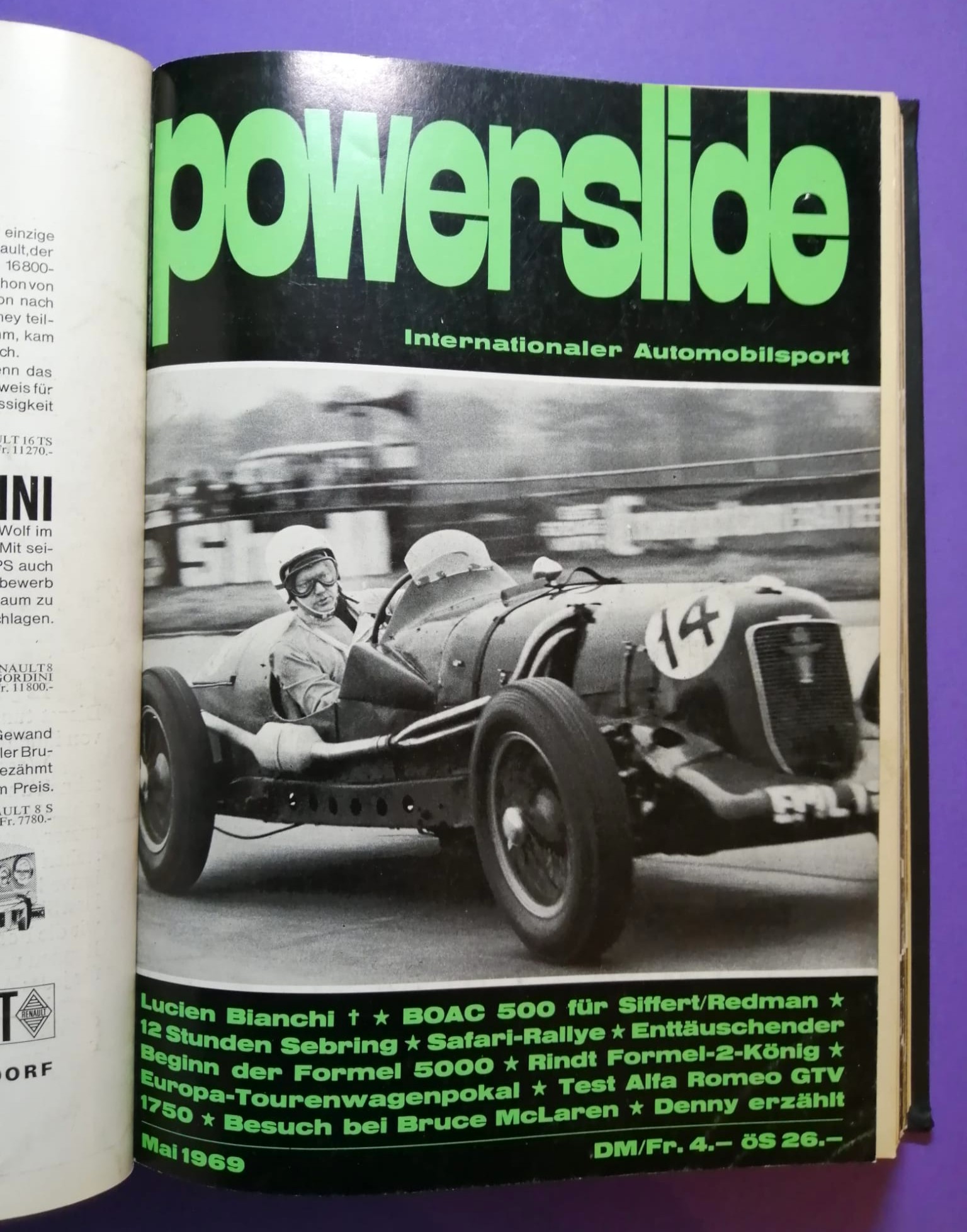 alte Powerslide 1969 Zeitschriften Magazine gebunden als Buch, 12 Hefte, Formel 1, Jochen Rindt, Siffert, Porsche, Motorsport,..