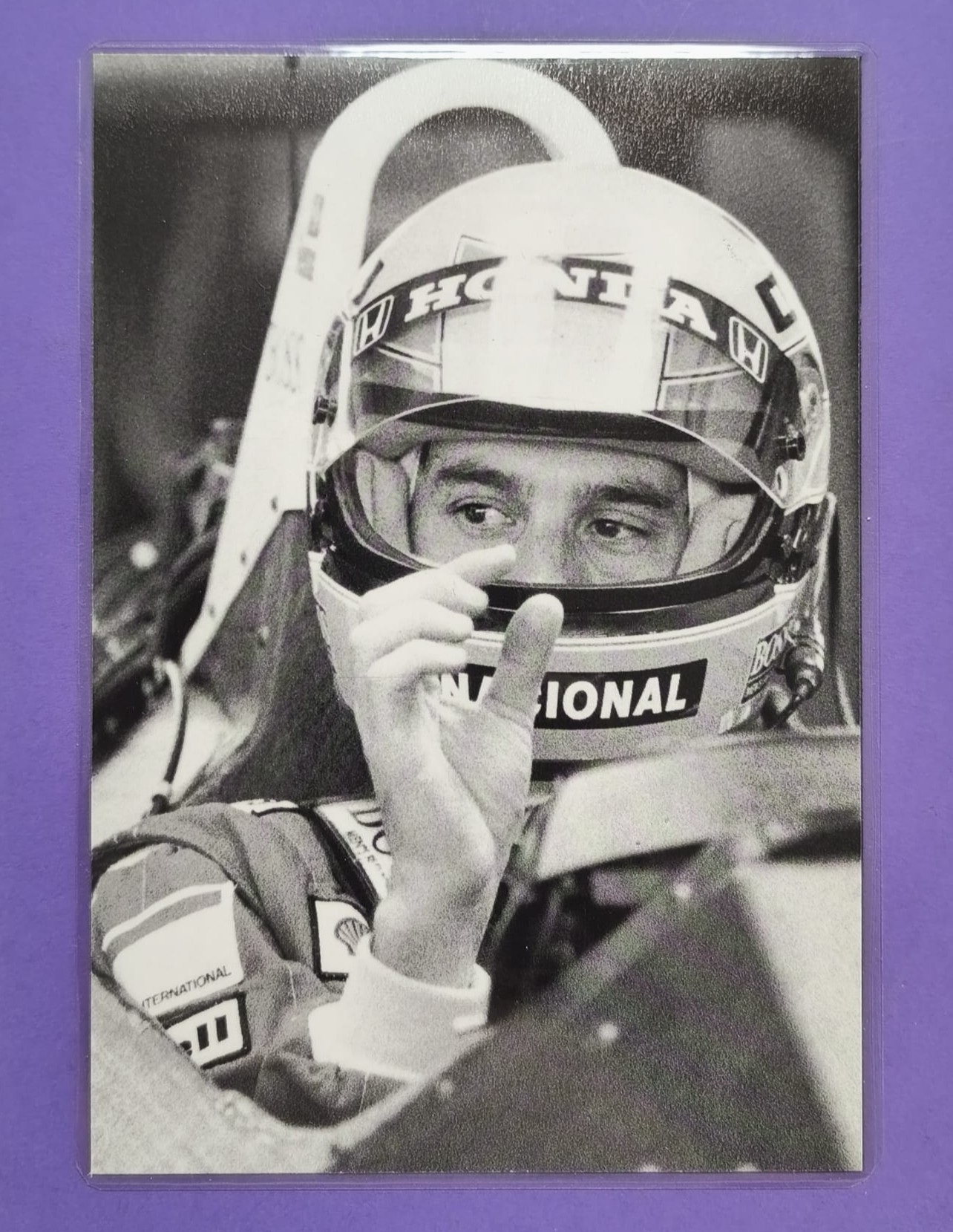 altes Bild laminiert, Ayrton Senna, McLaren Honda, Formel 1 Grand Prix 1988, 15x21cm