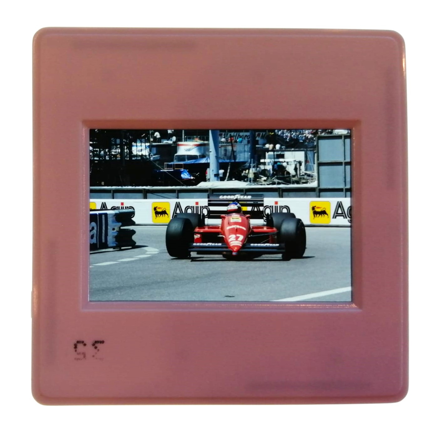 altes Presse Foto DIA, Michele Alboreto, Ferrari, Formel 1 Grand Prix Monaco 1988, 5x5cm