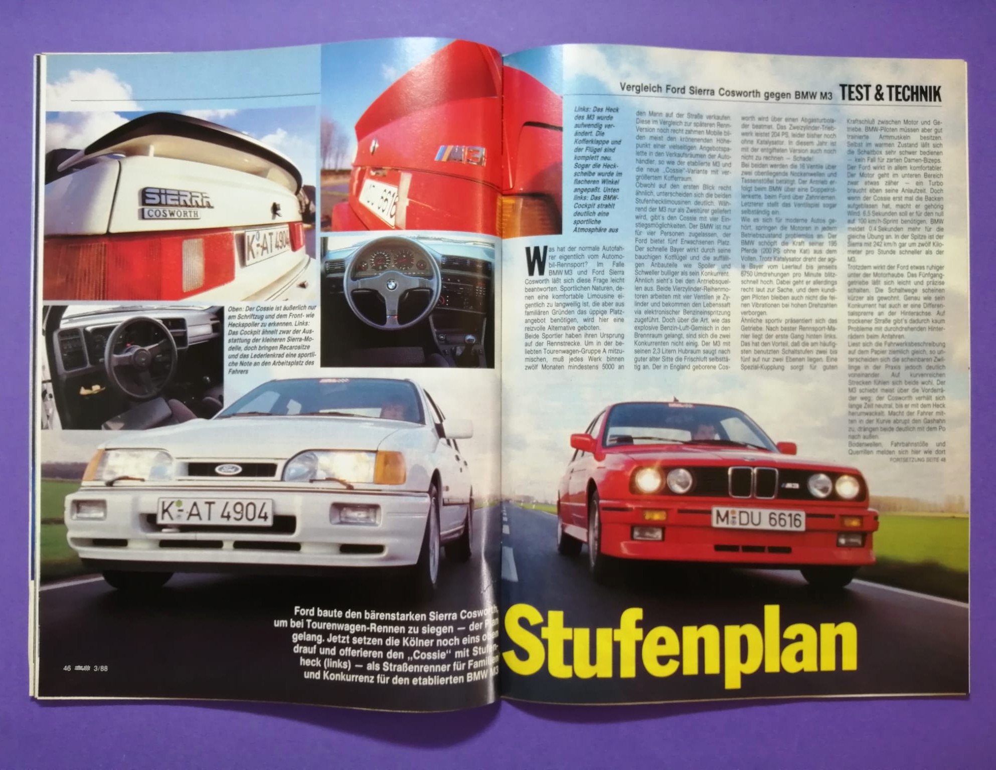 alte Zeitschrift, Magazin, Heft, Rallye Racing, Nr. 3, 3. Februar 1988, Vergleichstest BMW M3 E30, Lancia Delta Integrale, Ford Sierra Cosworth, Martini Lancia Rallye, Röhrl, Stuck, Audi,..