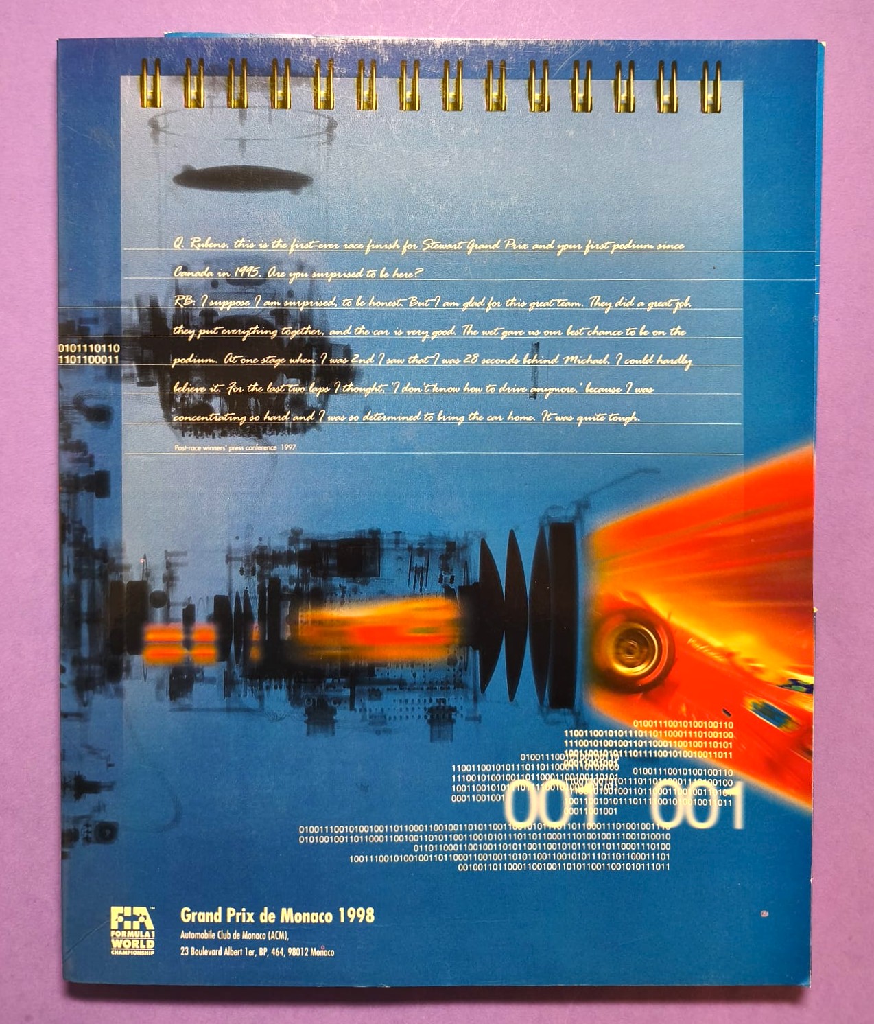 alte Original Pressemappe, Formel 1 Grand Prix Monaco 1998, Michael Schumacher Ferrari,.. Media Dossier