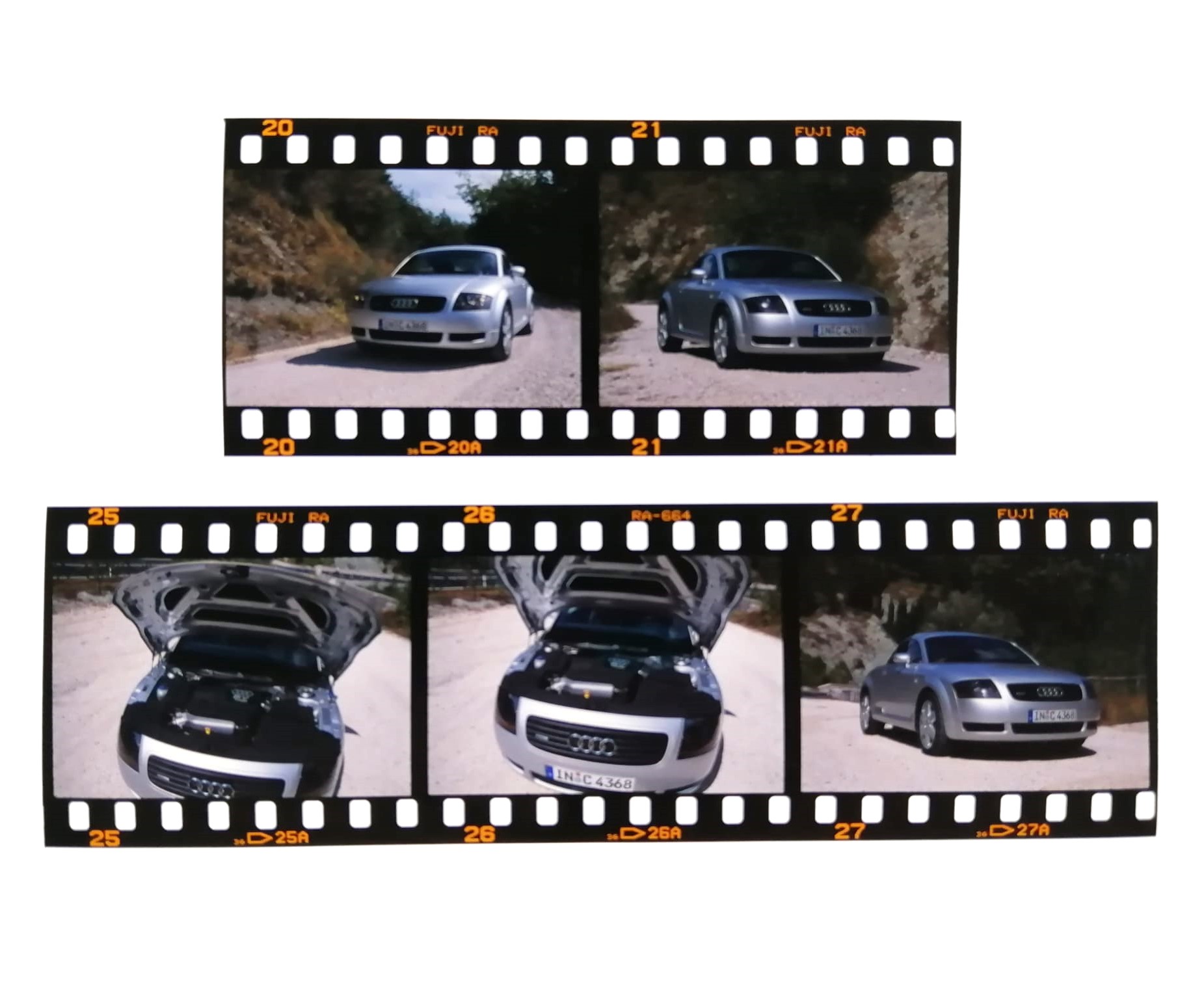 33 Stück alte Presse Foto Negative, Audi TT 8N, 3,5x3,5cm