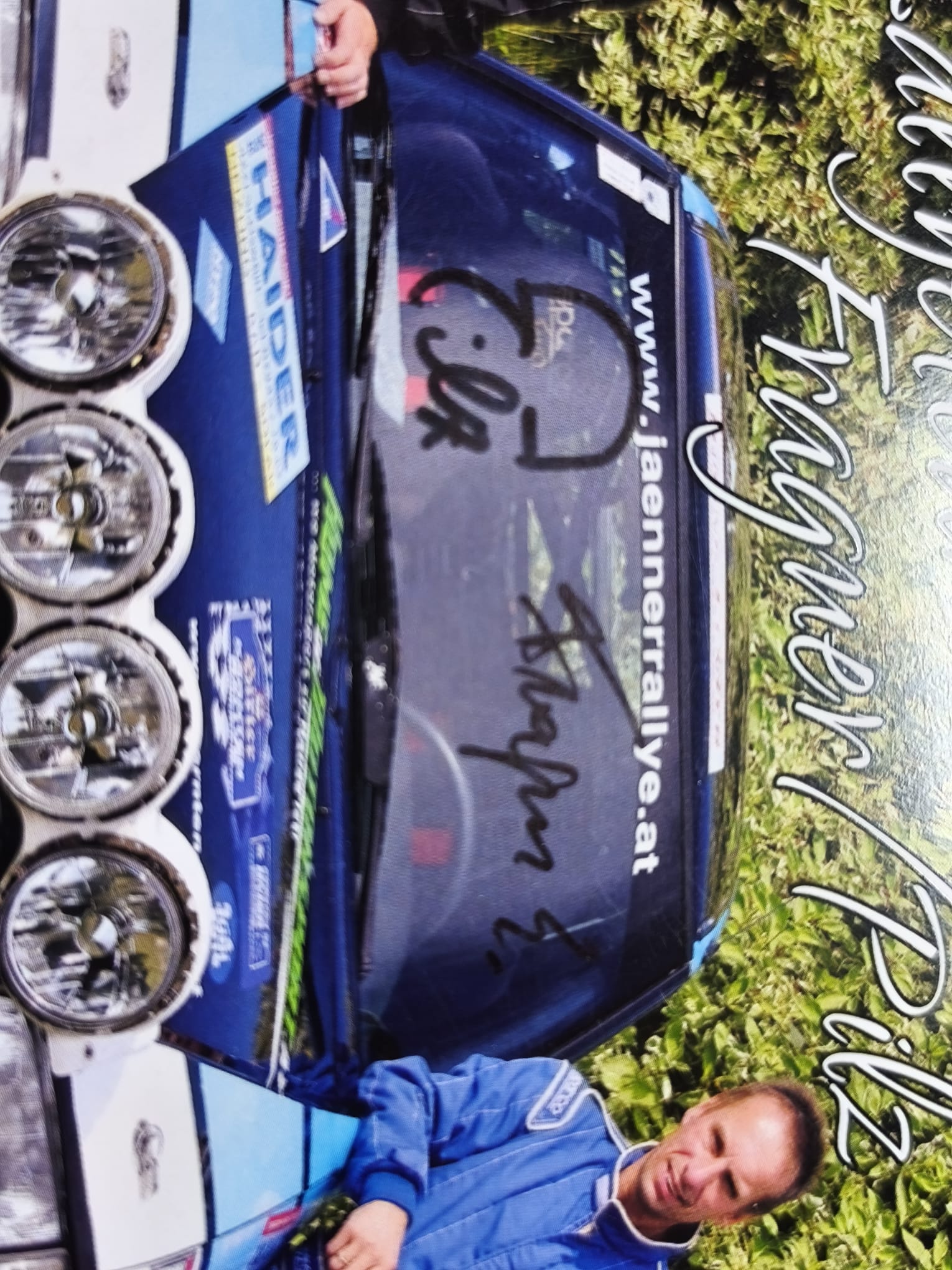 2 Original Autogramme, Gerhard Fragner, Jürgen Pilz, Mazda 323 BG GTR Turbo 4WD, Rallye Österreich, Karte 11x15cm 