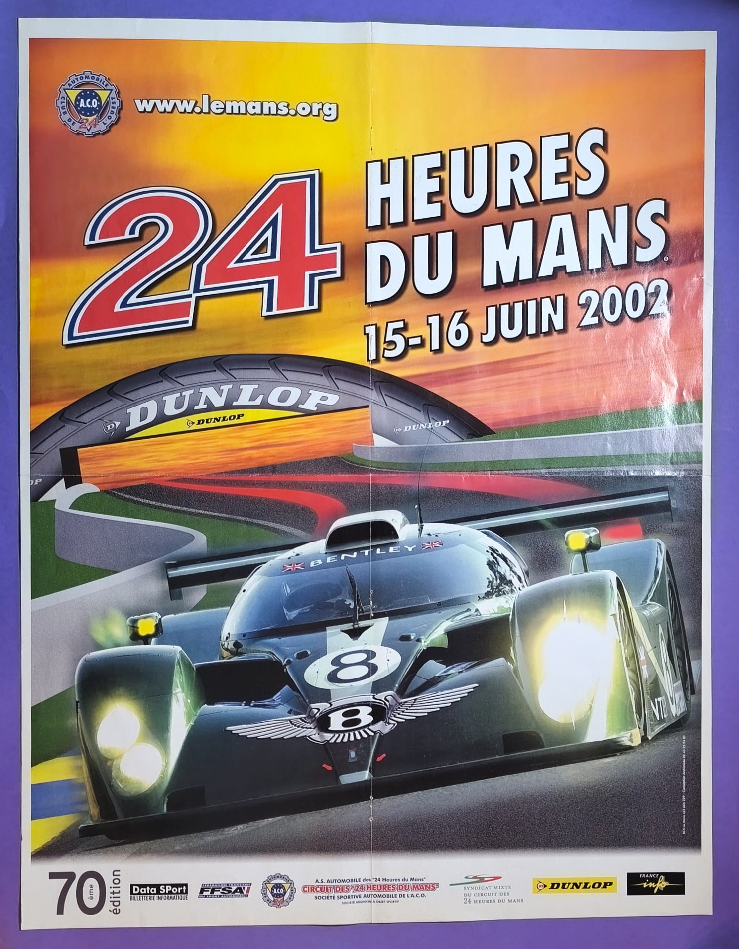 altes Original Rennplakat Doppelposter, Nachdruck 24h LeMans 1962 + Original 2002, Bentley, 44x58cm 