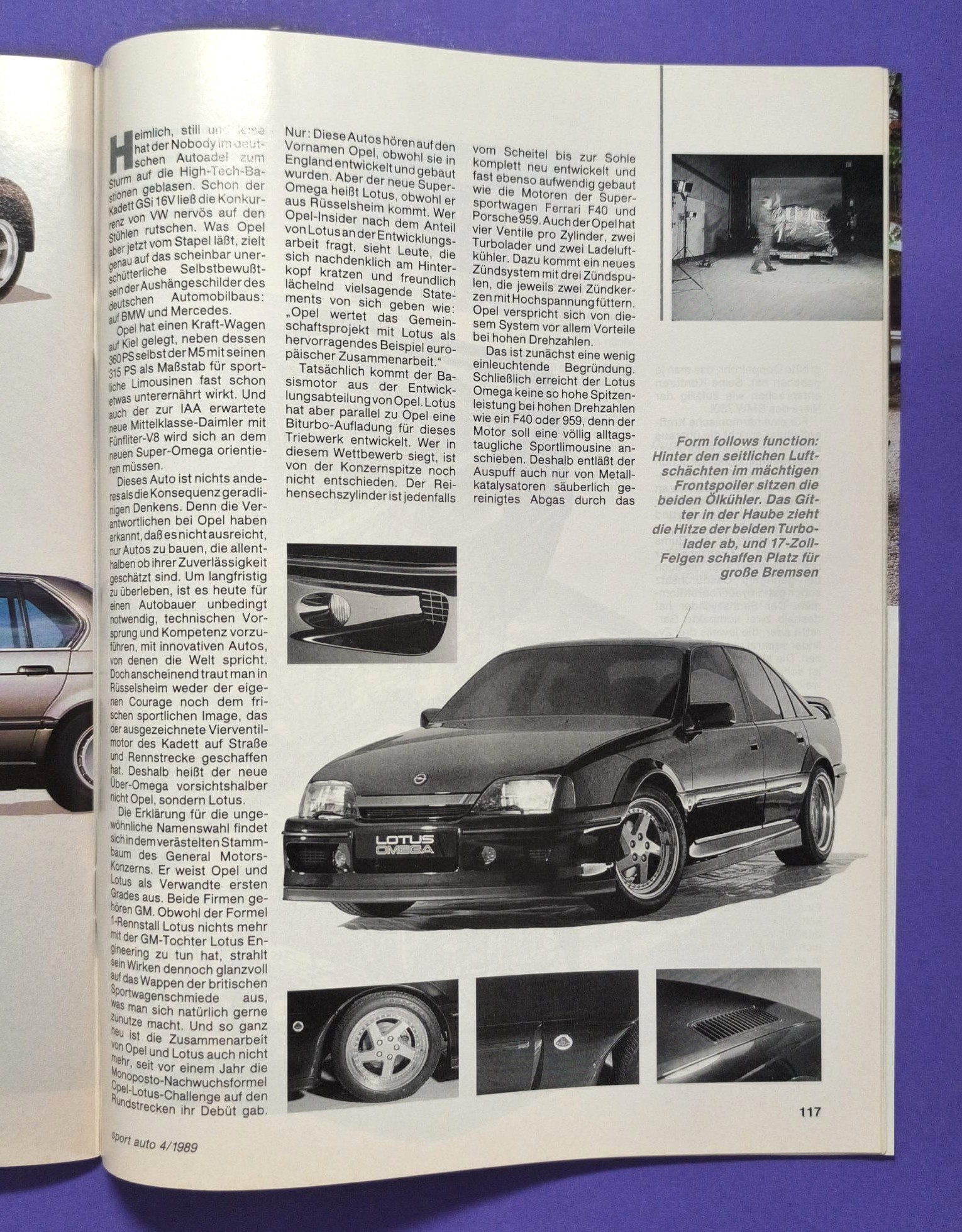 alte Zeitschrift Magazin Heft Sport Auto, 4/1989, Test Opel Lotus Omega, Sauber Mercedes Gruppe C, DTM,..