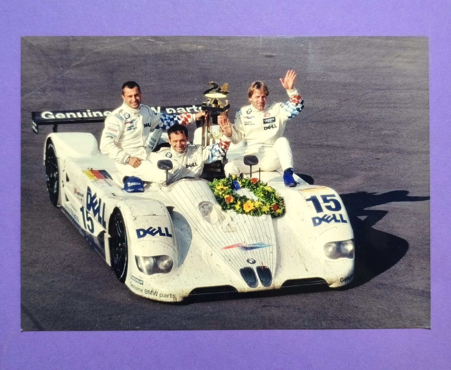 altes Presse Werksfoto, BMW V12 LMR, Sieger 24h LeMans 1999, Y. Dalmas, P. Martini, J. Winkelhock, 13x18cm