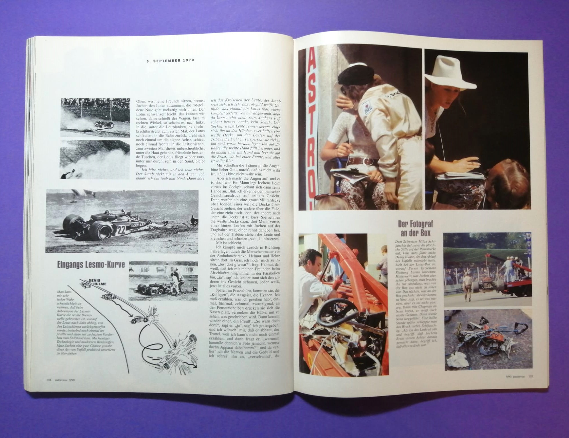 alte Zeitschrift Magazin Heft Auto Revue, 09/1990, Sonderbericht Die fünf Monate des Jochen Rindt (15 Seiten), Gold Leaf Lotus72, Formel 1 Grand Prix 1970