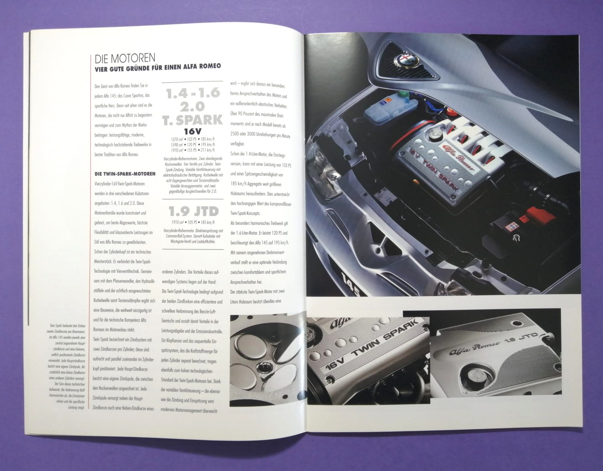 altes Original Autoprospekt, Alfa-Romeo 145, Quadrifoglio,... aus dem Jahr 1999