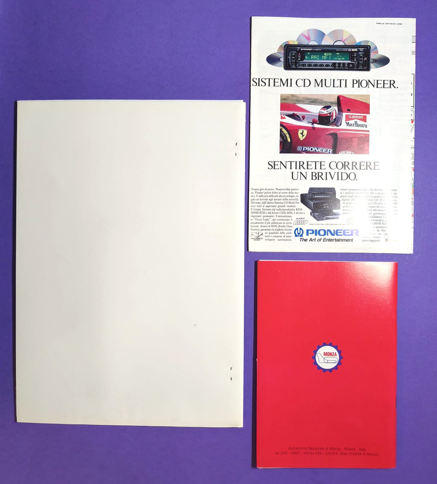 alte Original Pressemappe, Formel 1 Grand Prix Italien Monza 1993, Ferrari, Media Dossier, 3 teilig