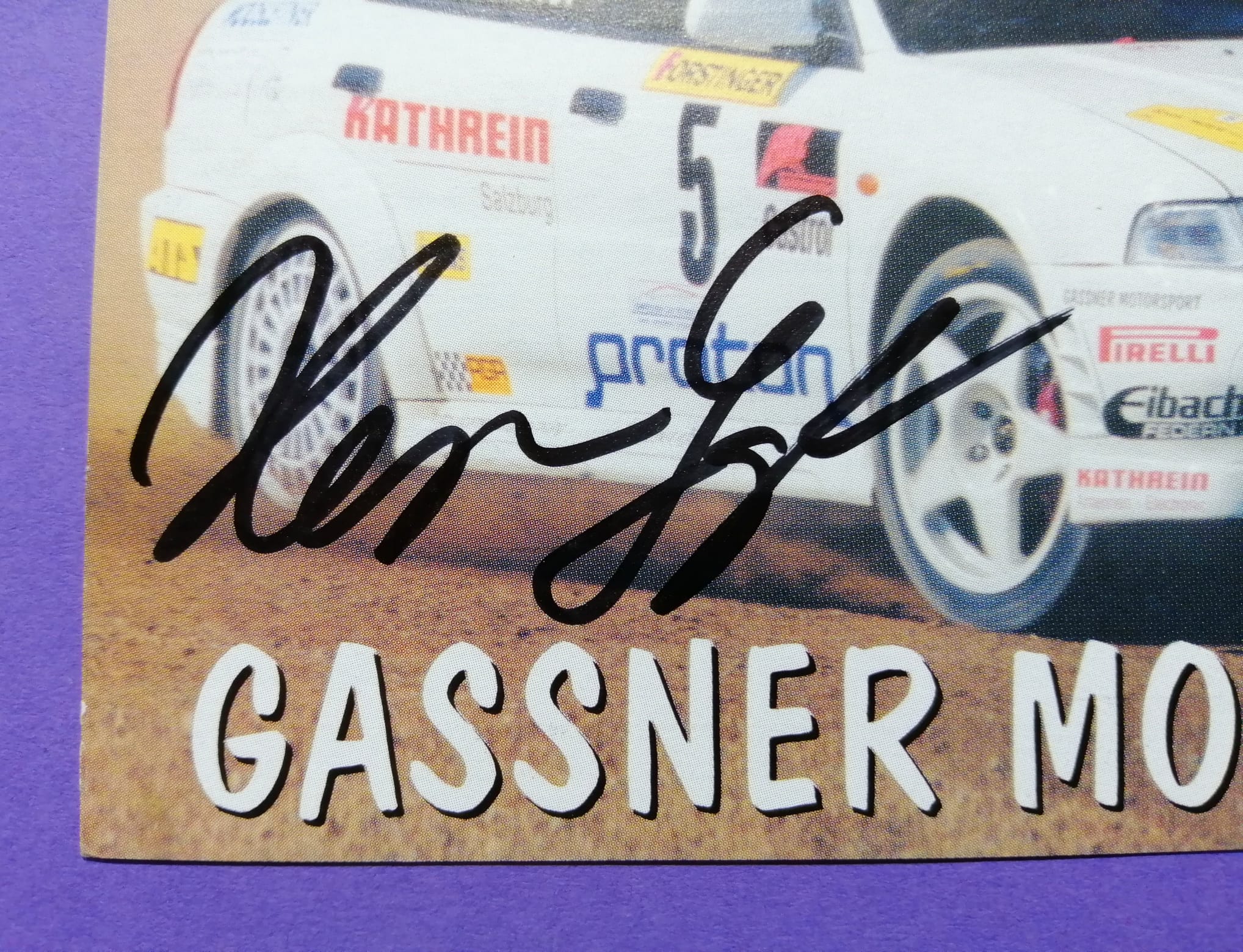 2 Original Autogramme, Hermann Gaßner, Karin Thannhäuser, Mitsubishi Lancer Evo, Rallye Österreich 2000, Karte 10x15cm
