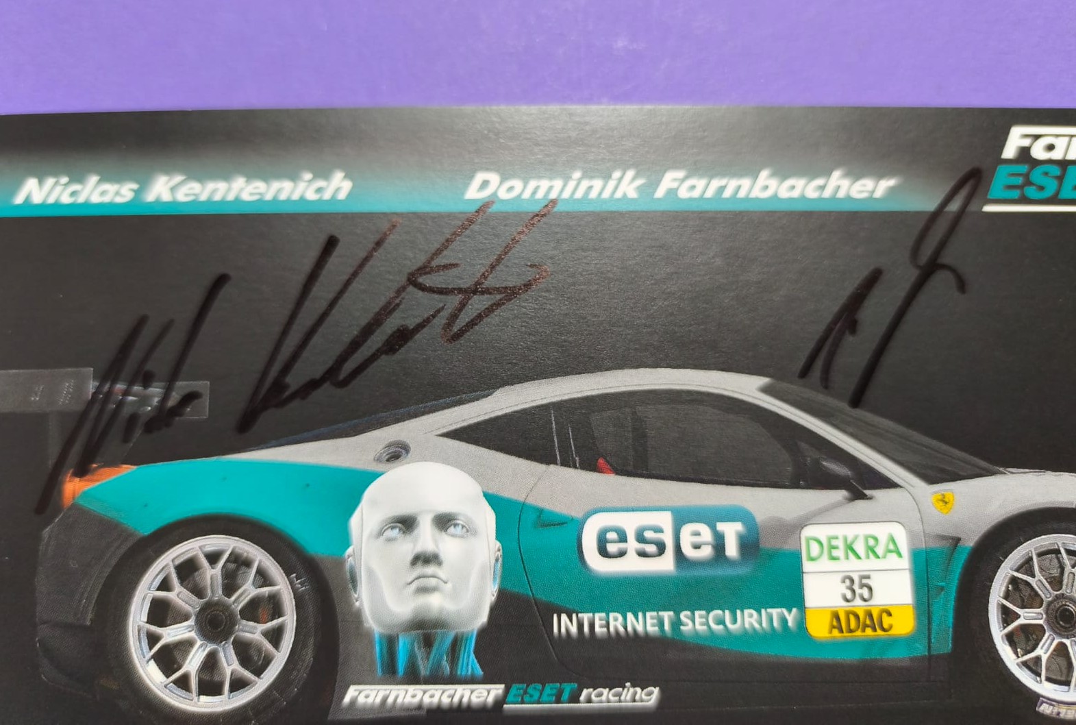 2 Original Autogramme, Dominik Farnbacher, Niclas Kentenich, Ferrari 458 Italia GT3, ADAC GT-Masters 2011, Karte 10x21cm 