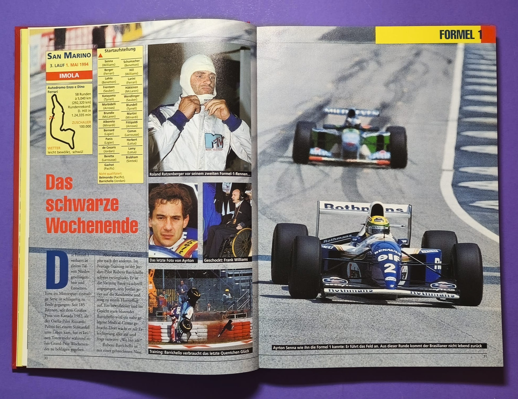altes Jahrbuch, Rennreport 1994, Formel 1, Senna, Schumacher, Ratzenberger, DTM, Alfa 155, Opel Calibra, STW, BMW, 24h LeMans,..