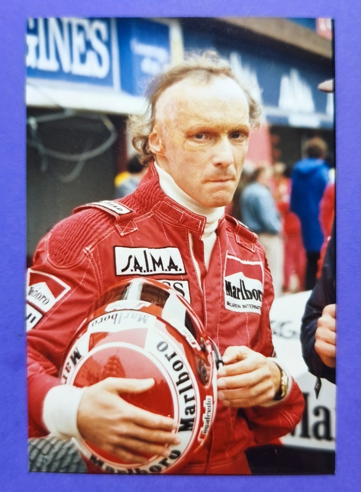 altes Pressefoto, Niki Lauda, McLaren TAG Turbo Porsche, Formel 1 Grand Prix 1984, 9x13cm