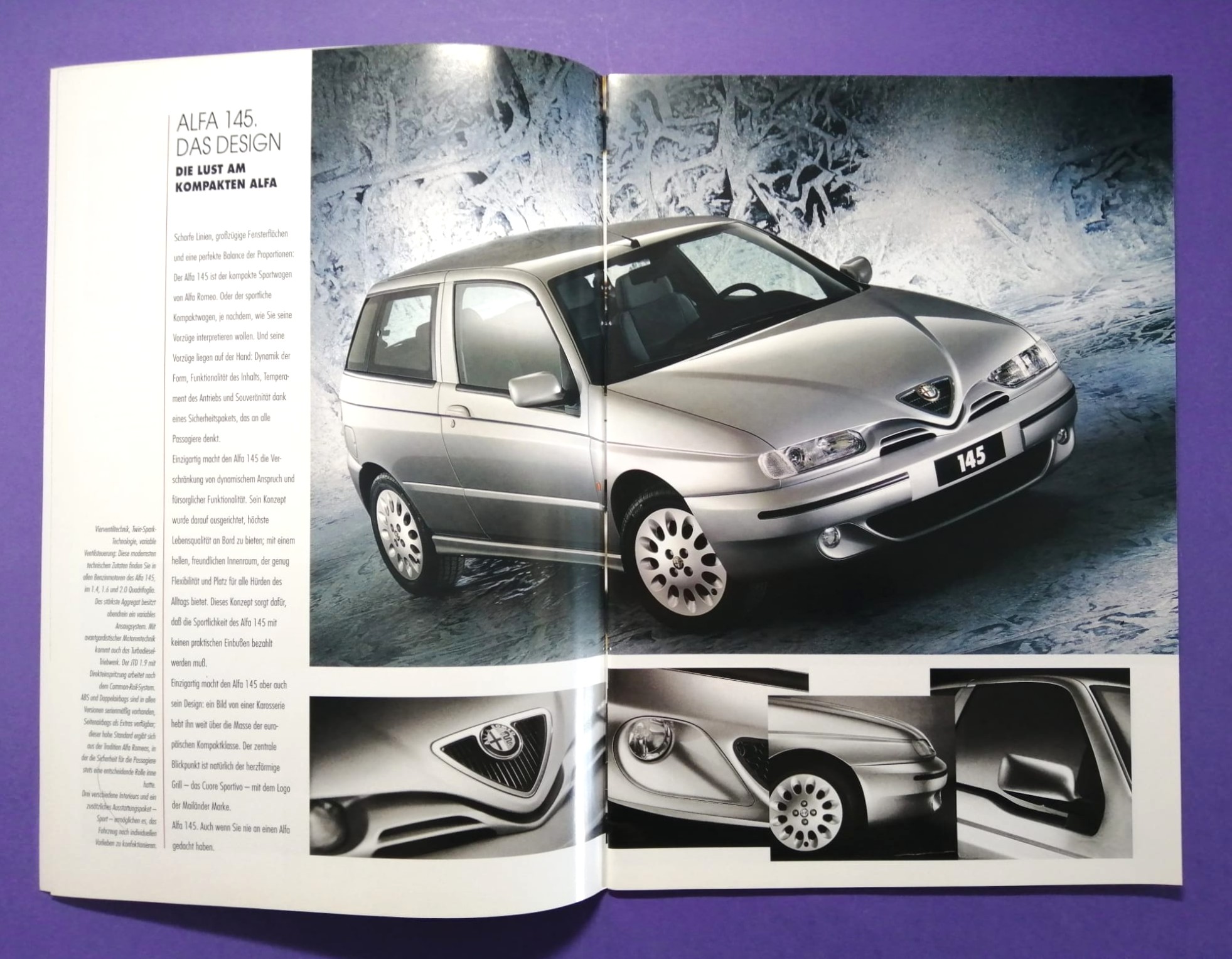 altes Original Autoprospekt, Alfa-Romeo 145, Quadrifoglio,... aus dem Jahr 1999