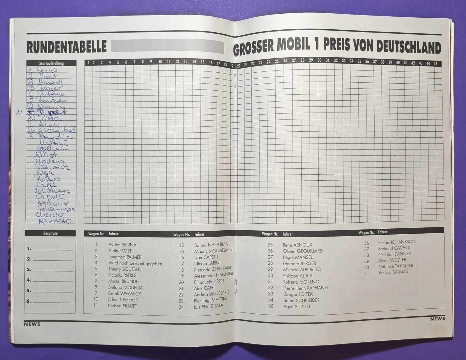 Offizielles Rennprogramm, Formel 1 Grand Prix Deutschland Hockenheimring 1988, Senna McLaren, Zakspeed,.. 