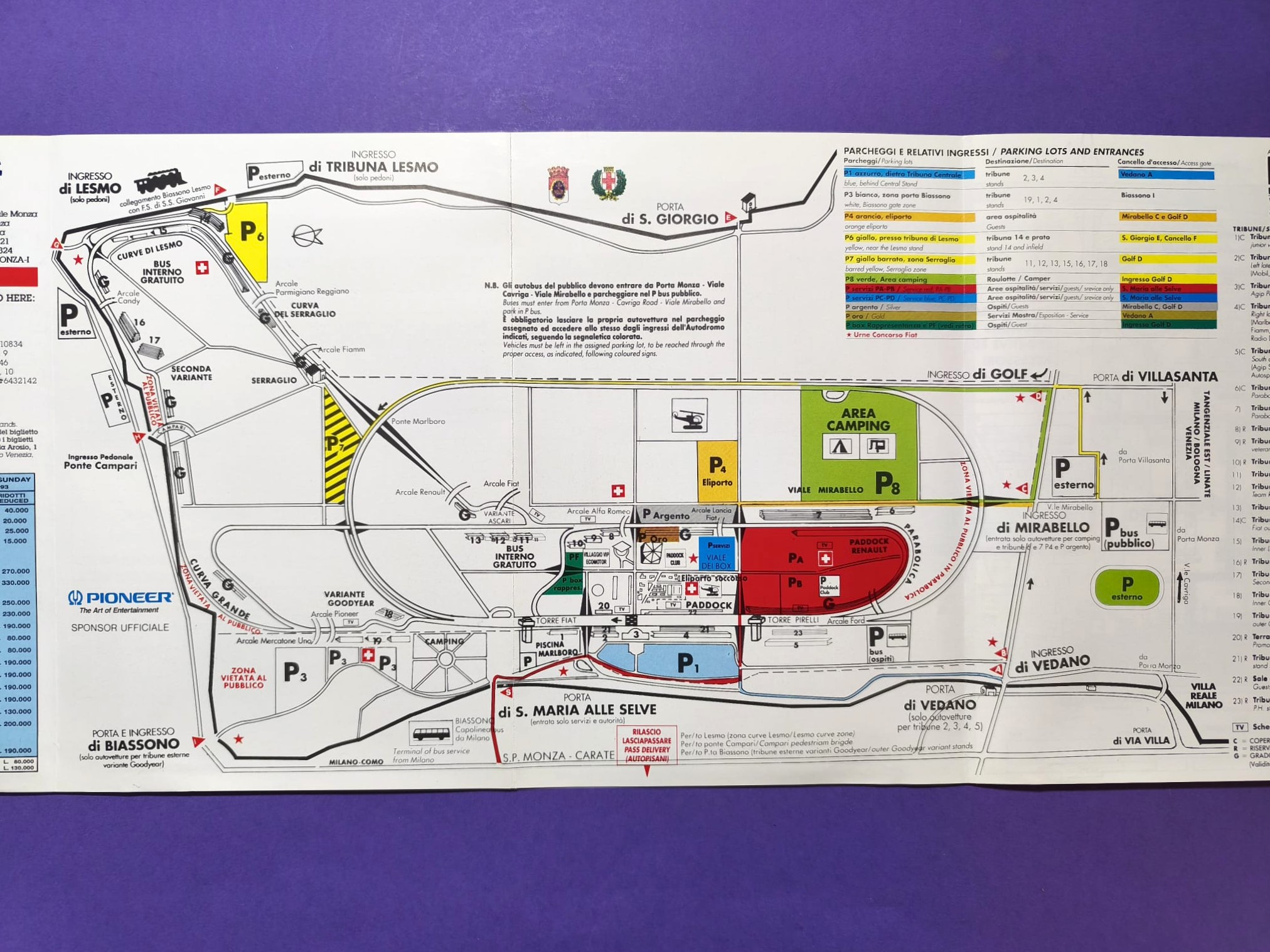 alte Original Pressemappe, Formel 1 Grand Prix Italien Monza 1993, Ferrari, Media Dossier, 3 teilig