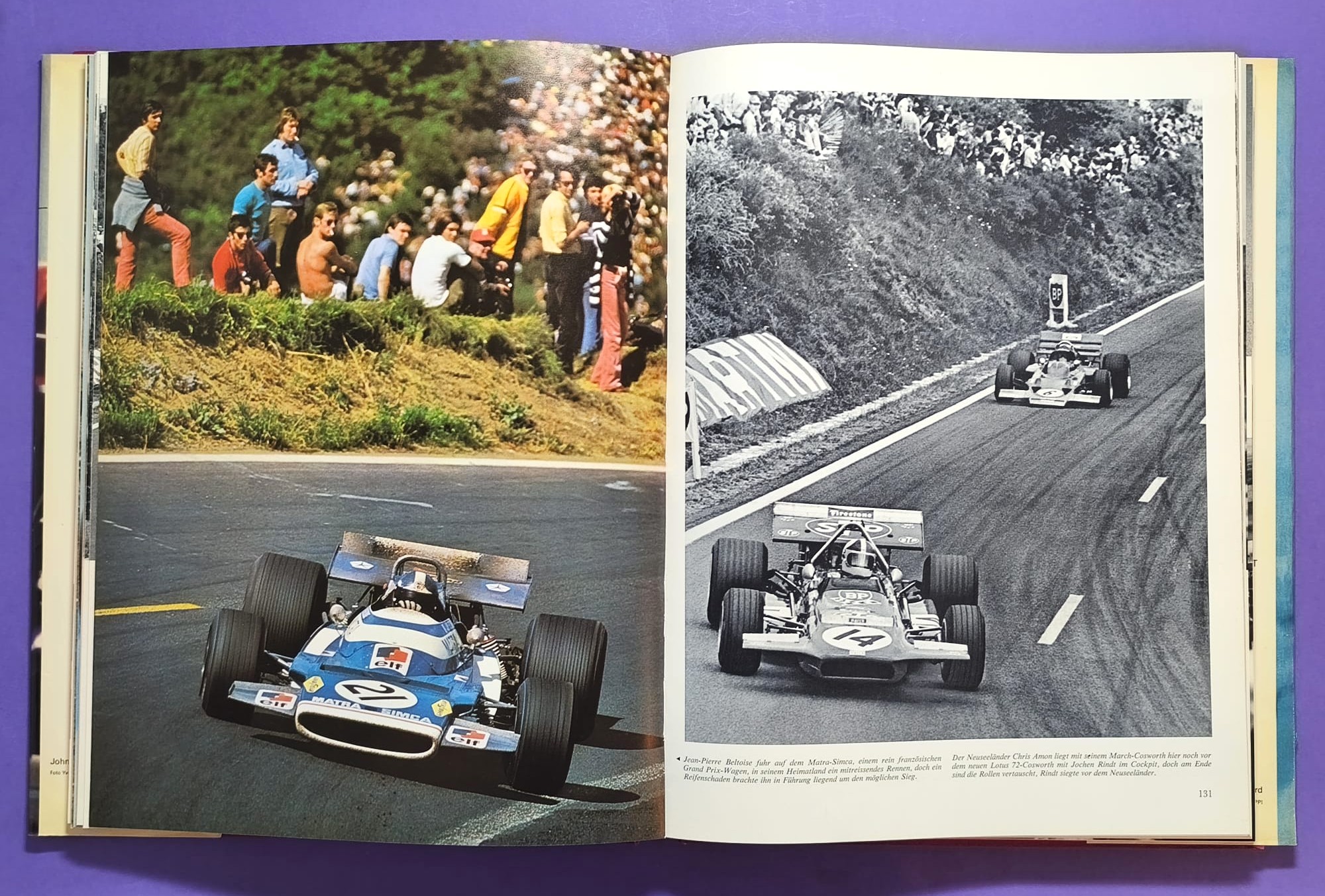altes Buch, Auto Jahr 1970-1971, Nr. 18, Jochen Rindt Formel 1 Grand Prix Weltmeister, Lotus72, LeMans, CanAm, Indy Car,.. Stewert, Cevert, Ickx, Brabham,.. Ferrari, Porsche 917, Matra,.. Citroen SM, Straßenautos,..