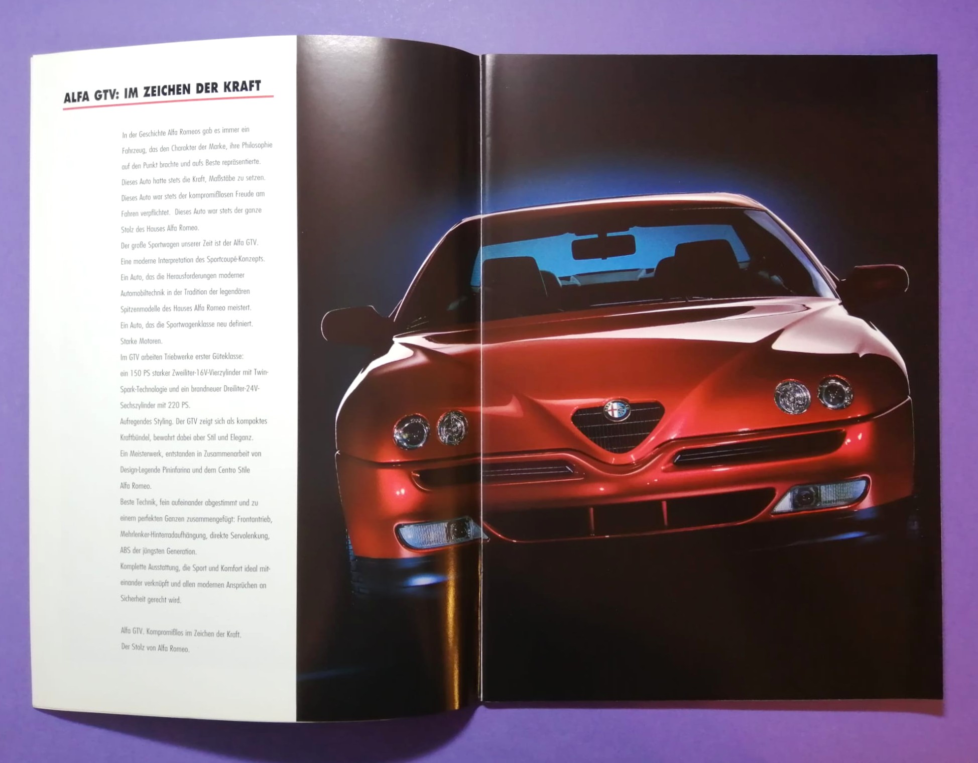 altes Original Autoprospekt, Alfa-Romeo GTV Coupe, V6.., aus dem Jahr 1997, 2 teilig