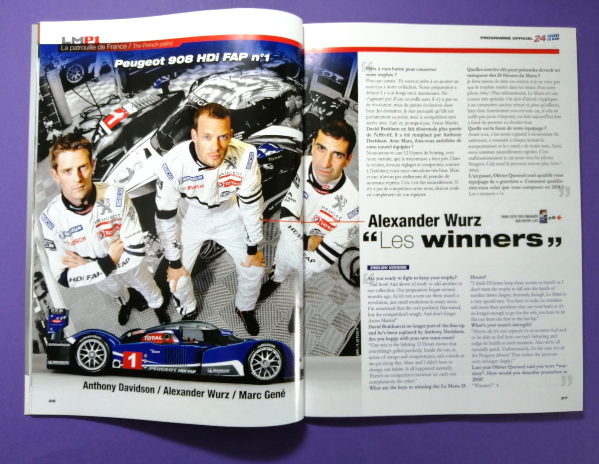Offizielles Rennprogramm, 24h LeMans 2010, Audi, Peugeot 908 HDi, Alexander Wurz,.. mit Rennplakat