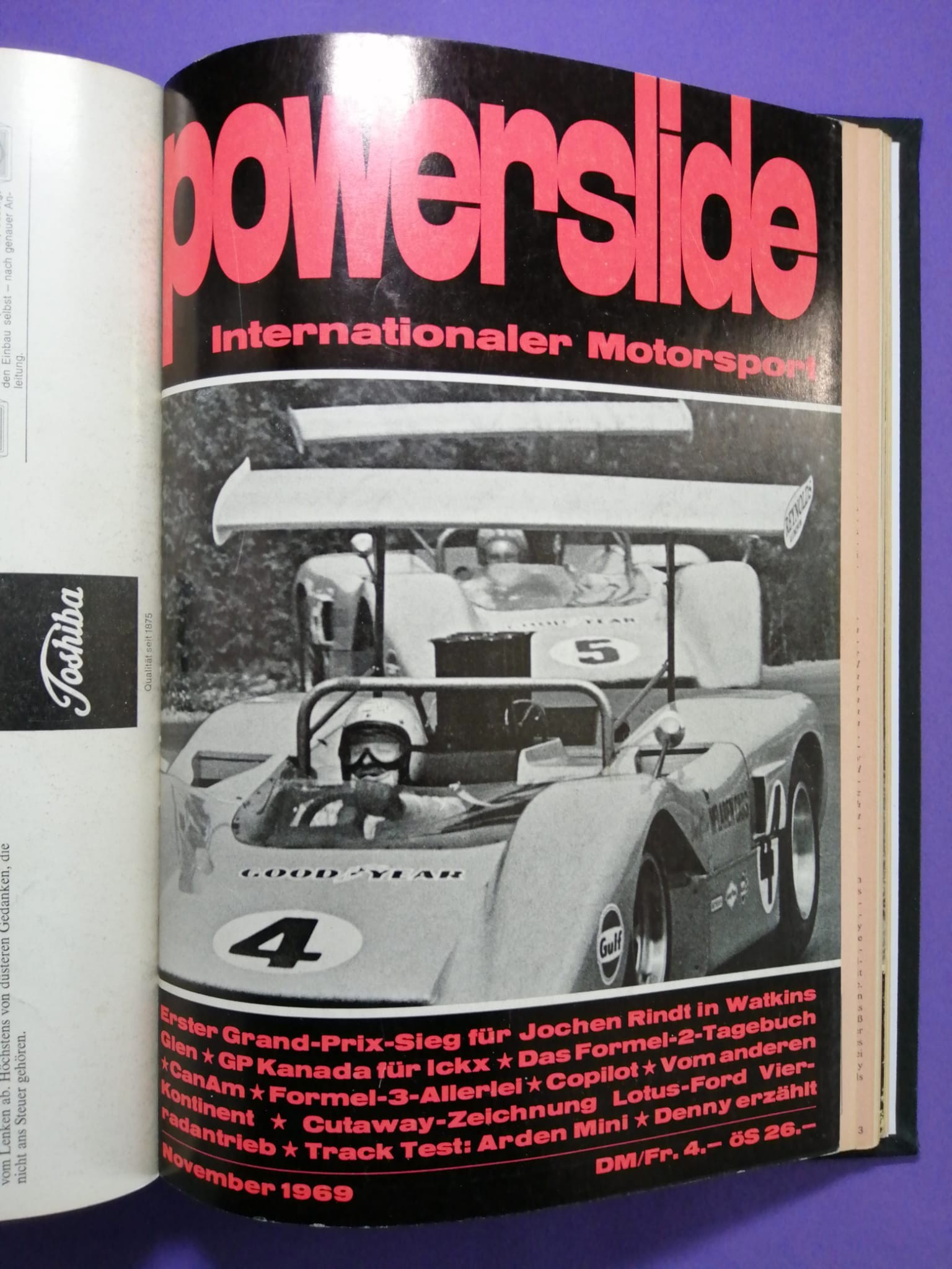 alte Powerslide 1969 Zeitschriften Magazine gebunden als Buch, 12 Hefte, Formel 1, Jochen Rindt, Siffert, Porsche, Motorsport,..