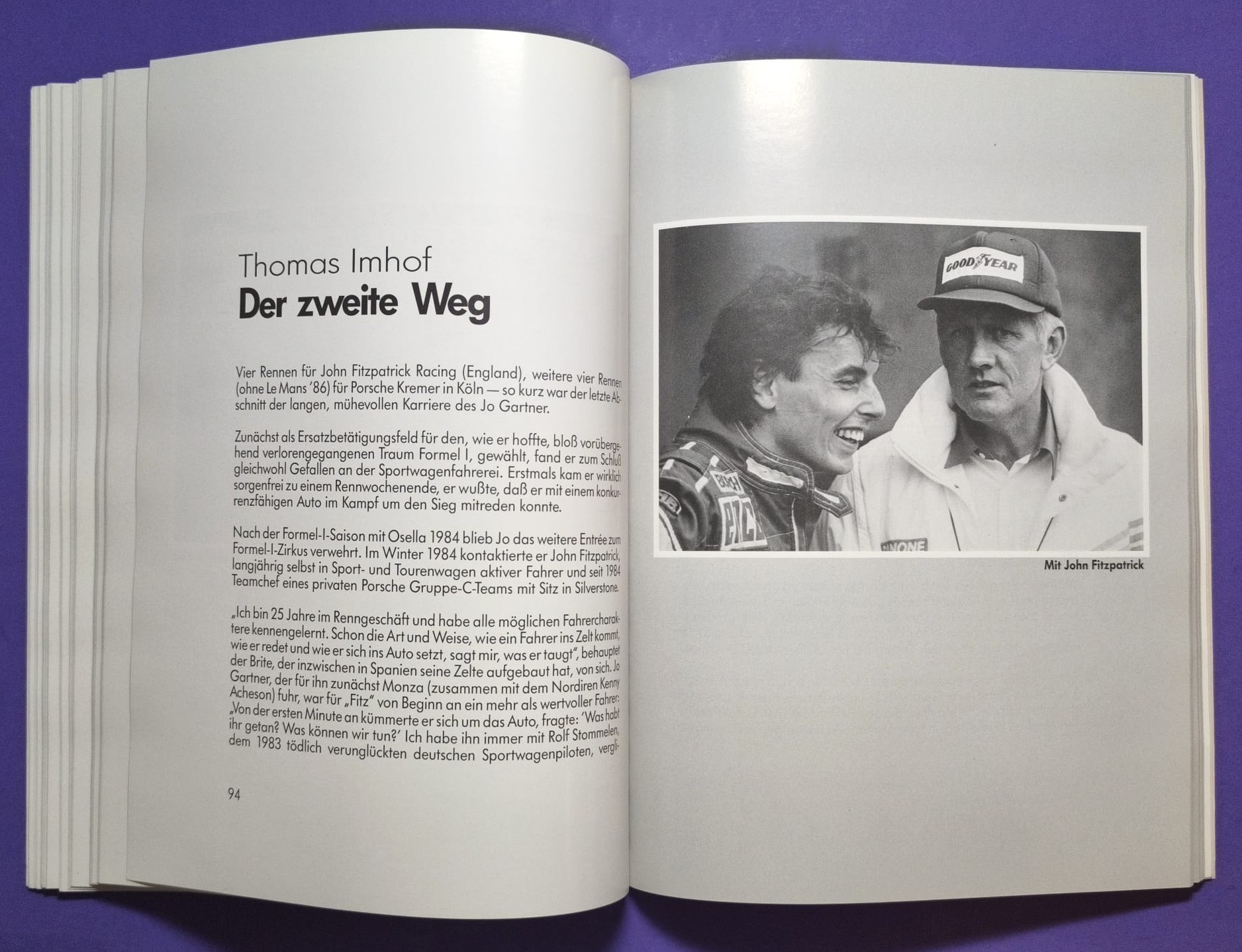 RARITÄT! altes seltenes Buch, Jo Gartner - Ein Leben fürs Rennfahren, Formel 1 Osella, Formel 2, 24h LeMans, USA, BMW M1, Porsche,..