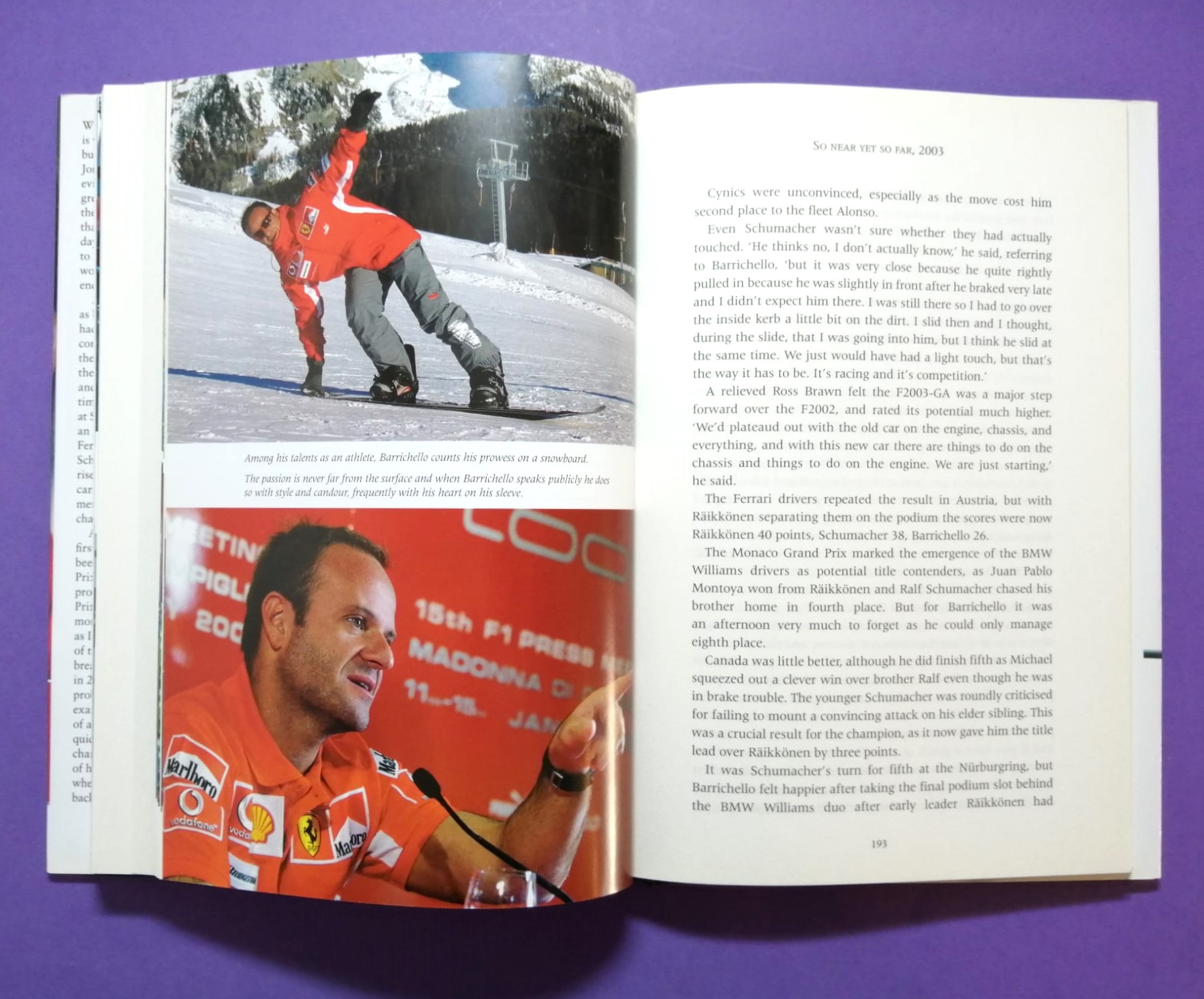 altes Buch, Rubens Barrichello, The Spirit of Senna and the Shadow of Schumacher, Formel 1 Grand Prix, Ferrari, Jordan, Stewart, Formel 3, 3000,.. Englisch!