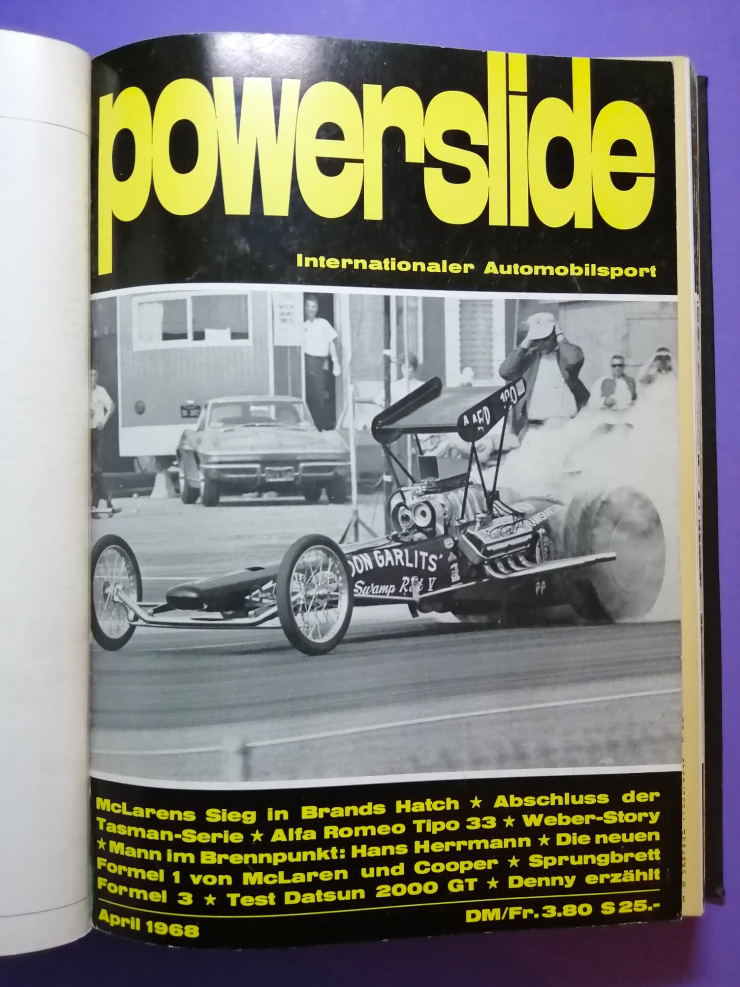 alte Powerslide 1968 Zeitschriften Magazine gebunden als Buch, 12 Hefte, Formel 1, Jochen Rindt, Siffert, Porsche, Motorsport,..
