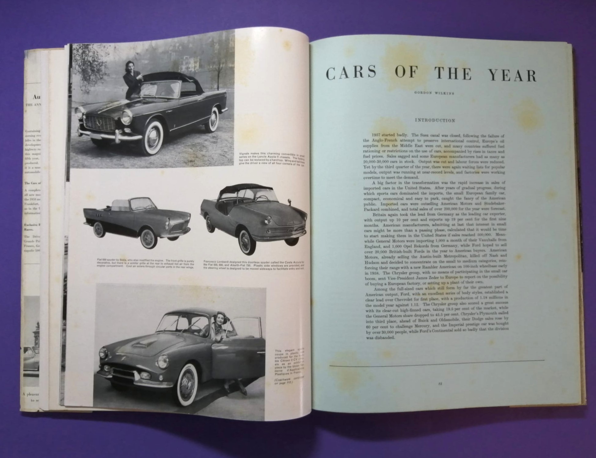 RARITÄT! sehr altes Buch, Automobile Year 1958 Edition Nr.5, Rennsaison 1957, Borgward, Porsche 356, Maserati 450S,.. Formel 1, LeMans, Mille Miglia, Gaisberg,.. Vanwall, Jaguar F-Type,.. ENGLISCH!