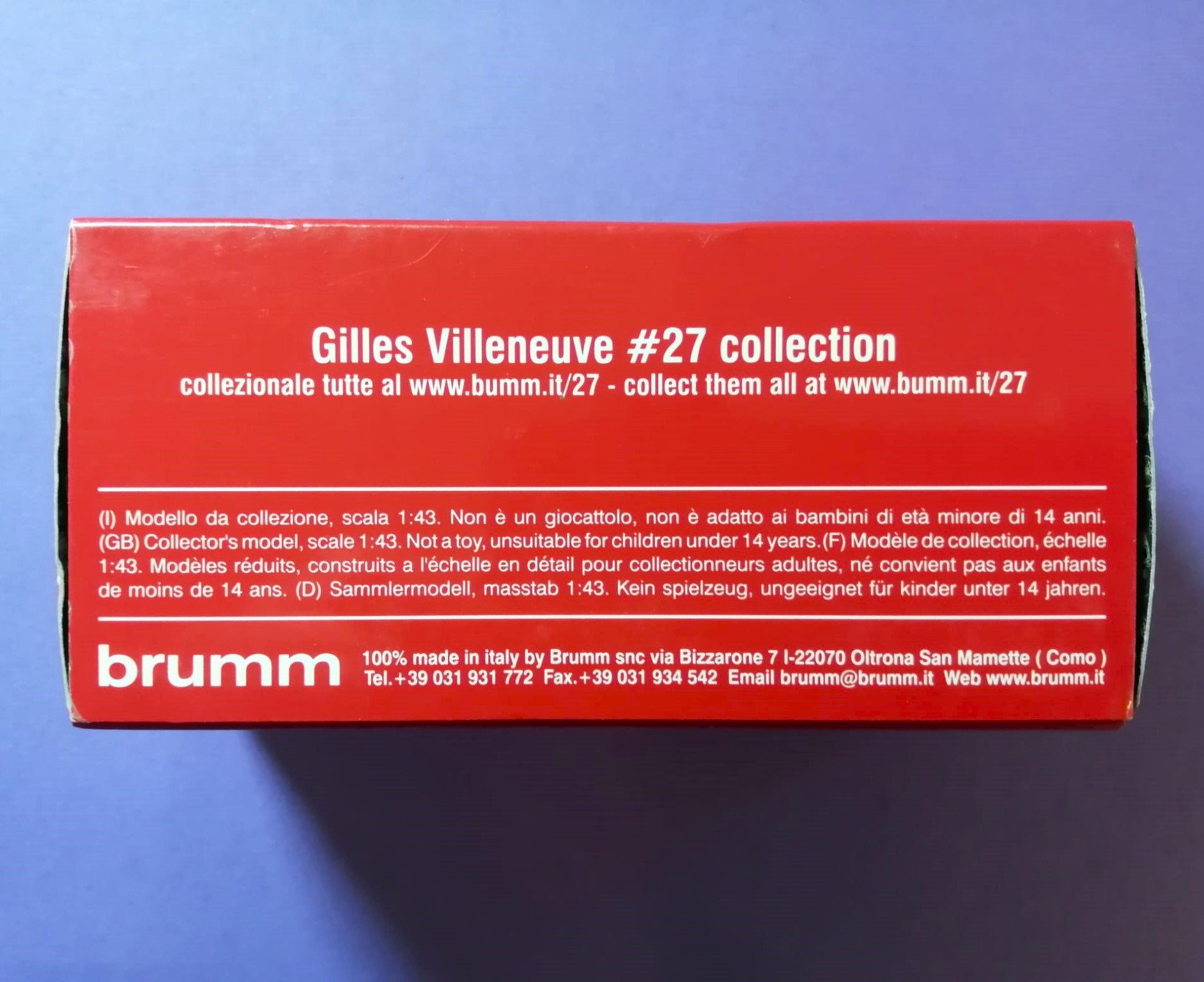 BRUMM Modellauto 1:43, Gilles Villeneuve, Ferrari 126C Turbo, Formel 1 Grand Prix San Marino Imola 1982, In Original Plexiglasbox und Kartonhülle.