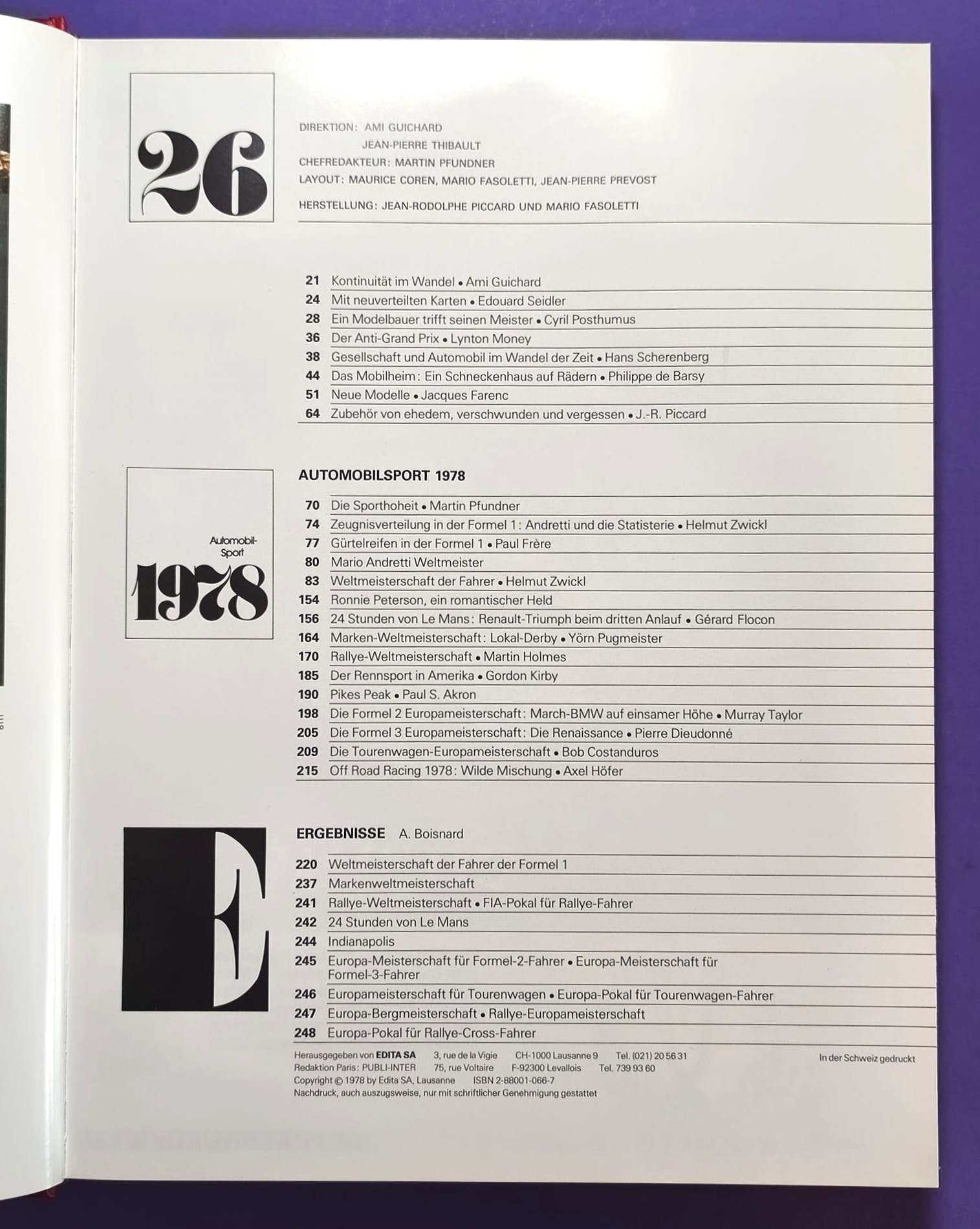 altes Buch, Auto Jahr 1978-1979, Nr. 26, BMW M1, Renault R5 Turbo, Lancia Stratos, Fiat Abarth 131, Brabham, Lotus, Ferrari,.. Formel 1, 2, 3, LeMans, Rallye, Rallyecross, Tourenwagen WM, USA, Pikes Peak,.. Andretti, Peterson, Lauda, Bentza, Wurz,..