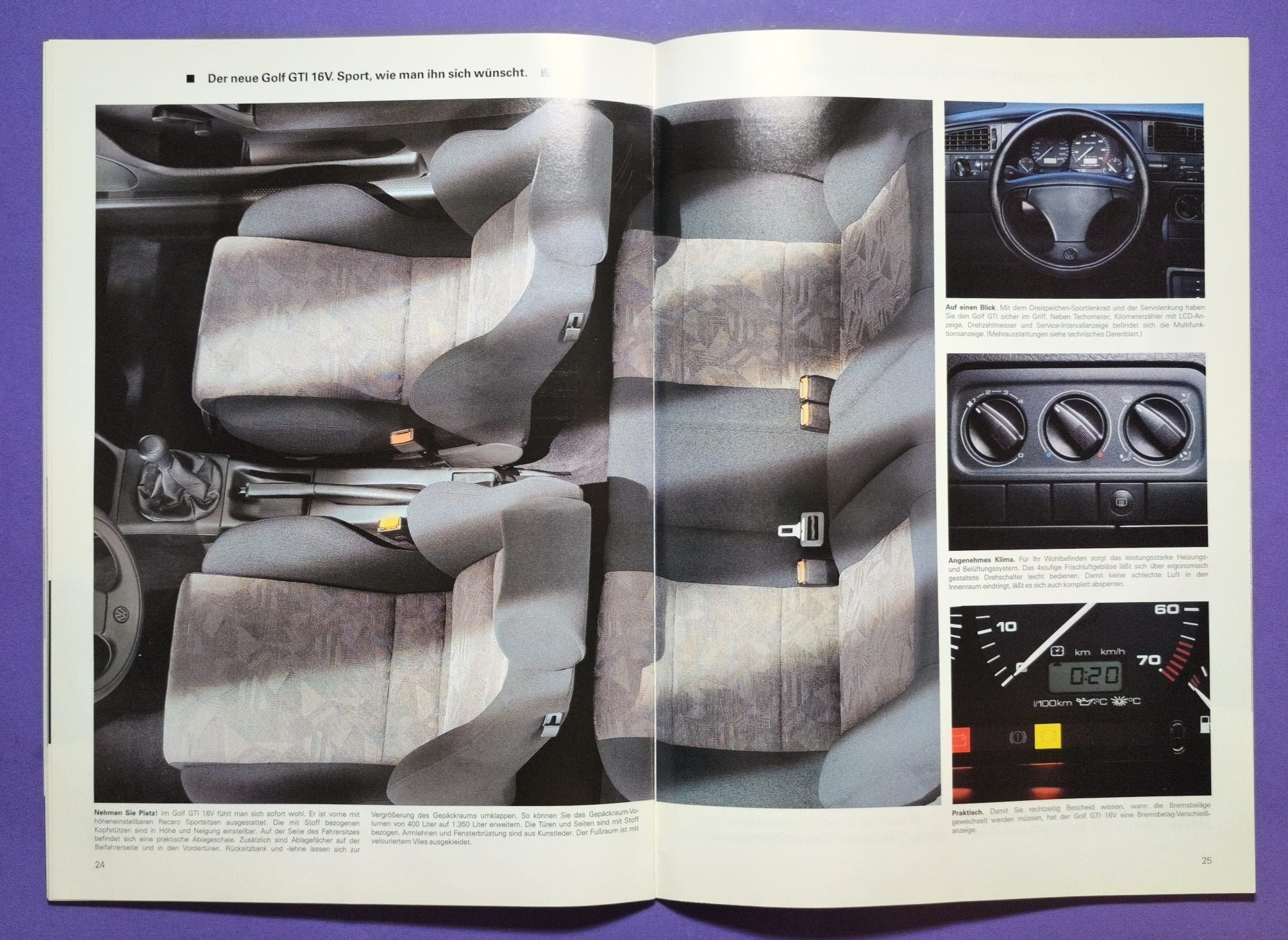 altes Original Autoprospekt, VW Golf 3 GTI 16V, Ausgabe Österreich 09/1991