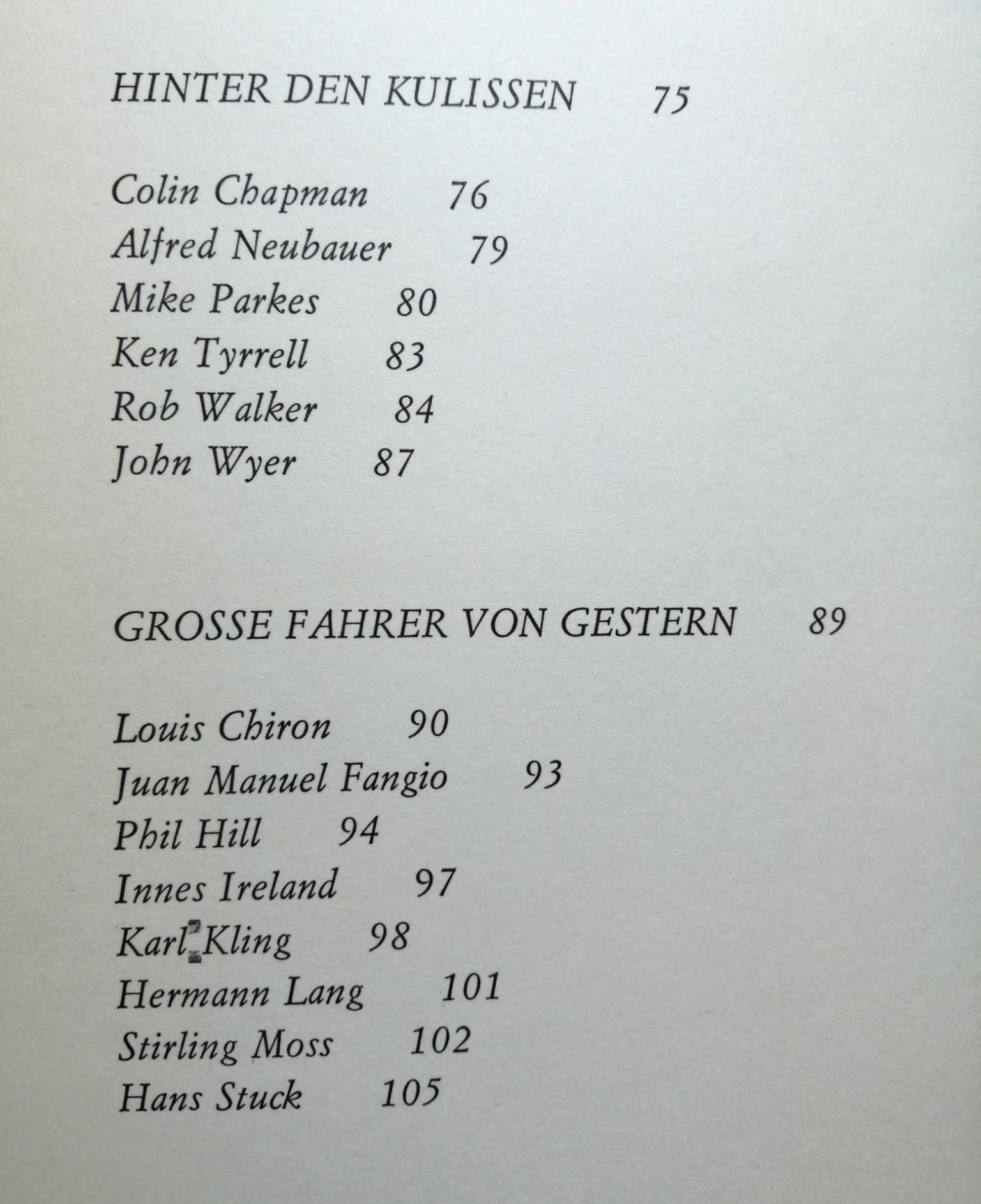 altes Buch, Rennfahrer, Formel 1 Grand Prix, Jochen Rindt, Bonnier, Chiron, Clark, Cevert, Chapman, Piper, Peterson, Siffert, Trips,..