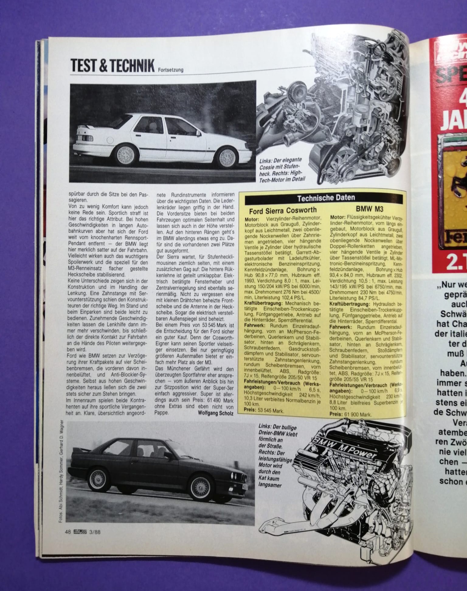 alte Zeitschrift, Magazin, Heft, Rallye Racing, Nr. 3, 3. Februar 1988, Vergleichstest BMW M3 E30, Lancia Delta Integrale, Ford Sierra Cosworth, Martini Lancia Rallye, Röhrl, Stuck, Audi,..