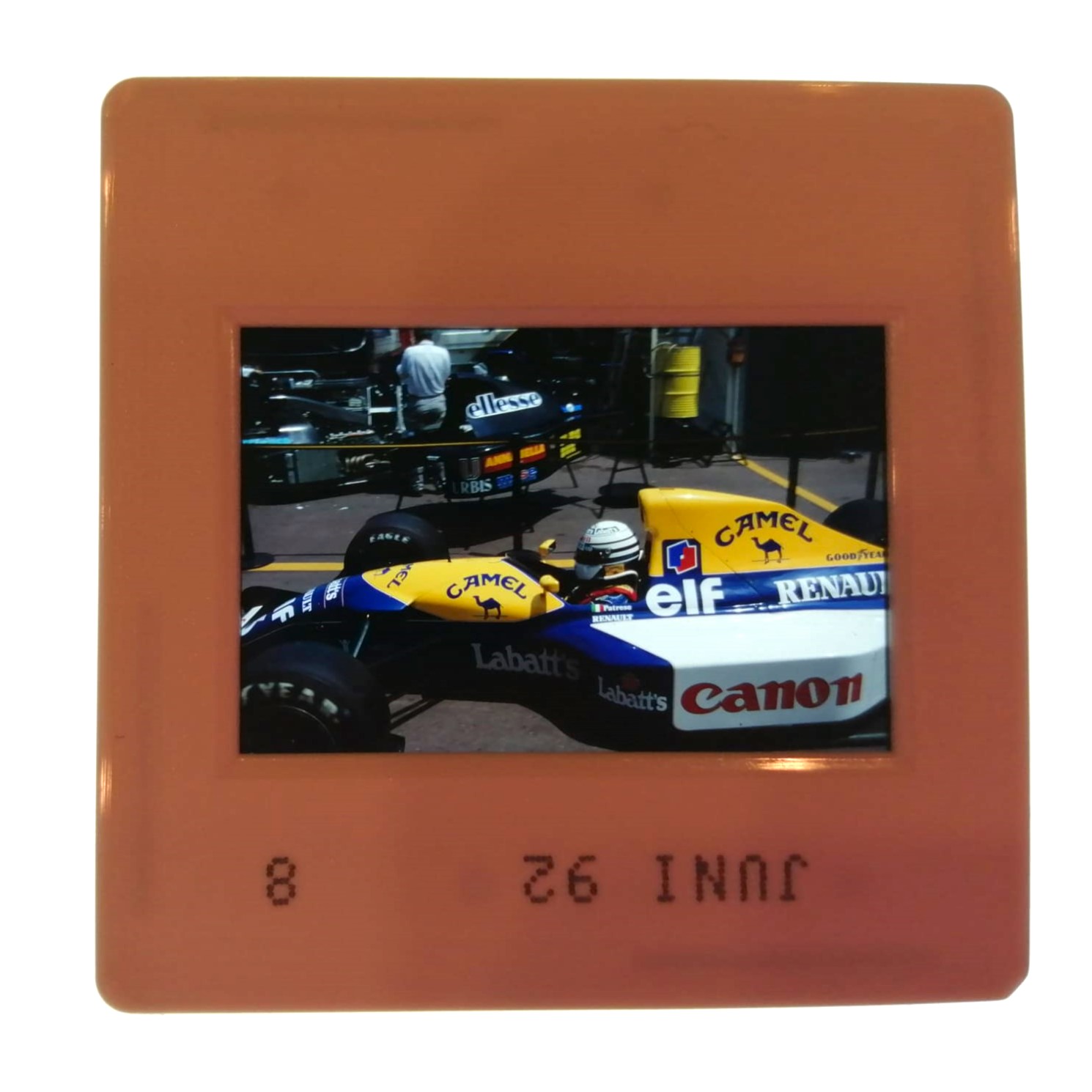 altes Presse Foto DIA, Riccardo Patrese, Williams Renault, Formel 1 Grand Prix Monaco 1992, 5x5cm