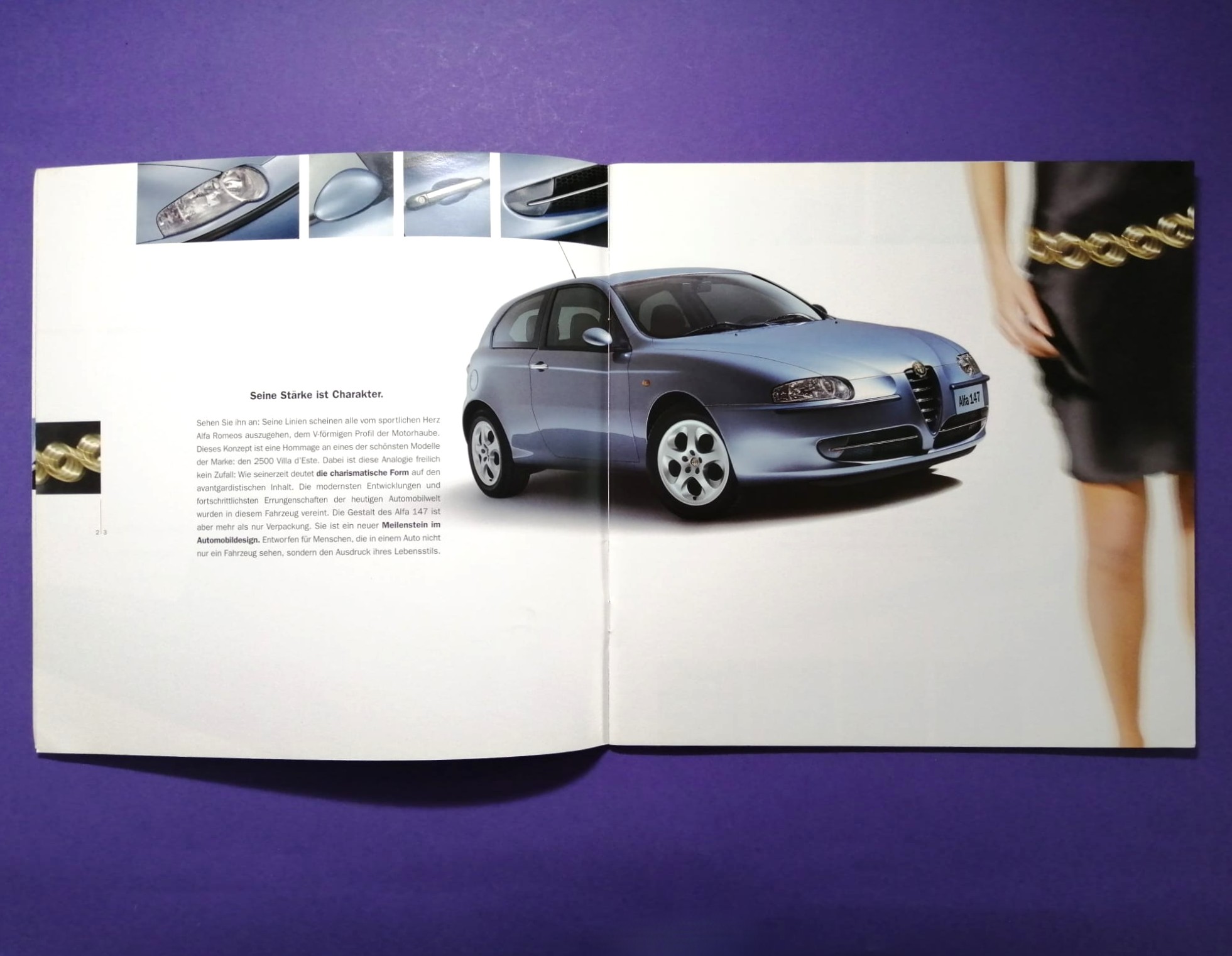 altes Original Autoprospekt, Alfa-Romeo 147, aus dem Jahr 2001, 2 teilig