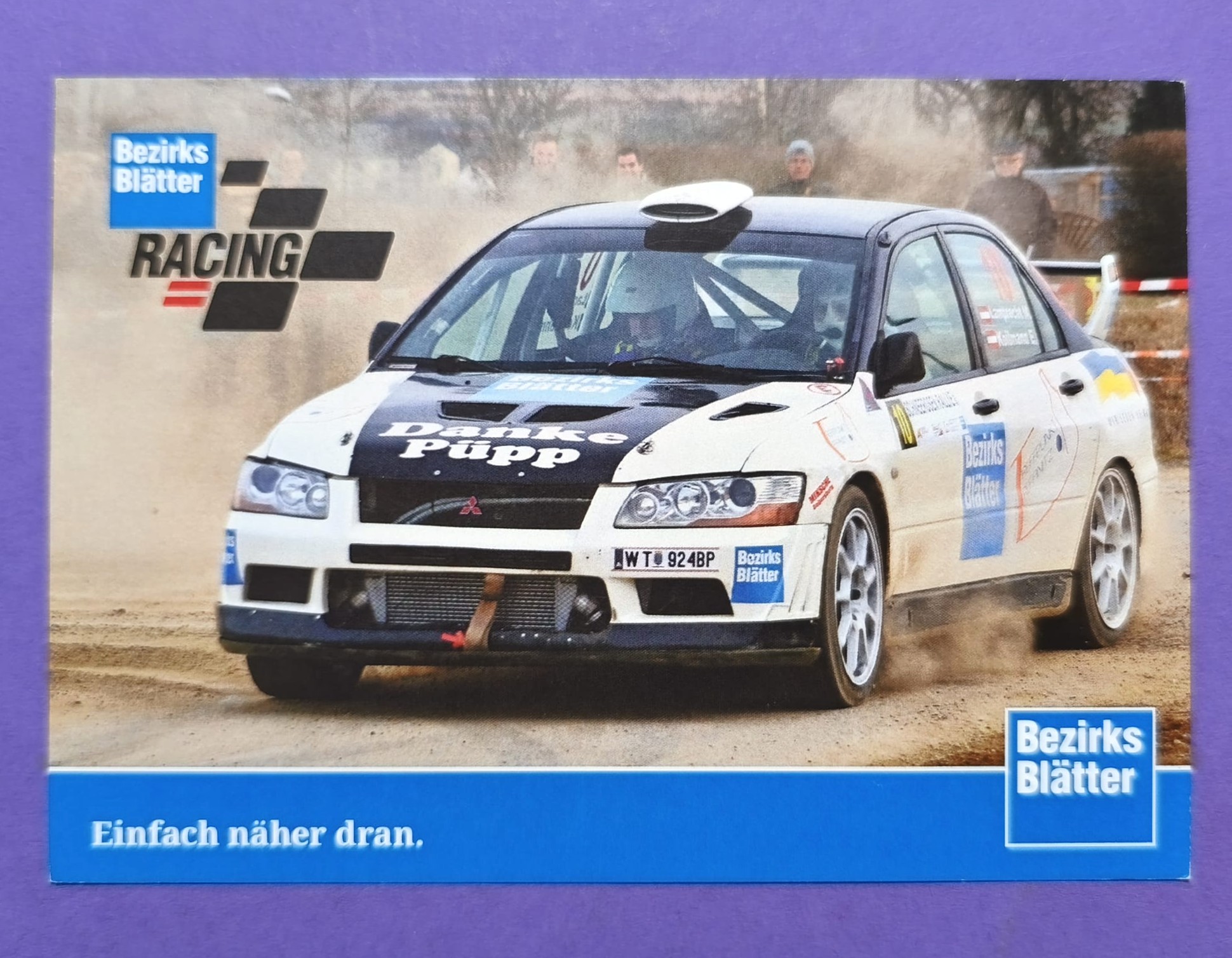 2 Original Autogramme, Marvin Lamprecht, Eva Kollmann, Mitsubishi Lancer Evo 7, Rallye Österreich, Karte 11x15cm