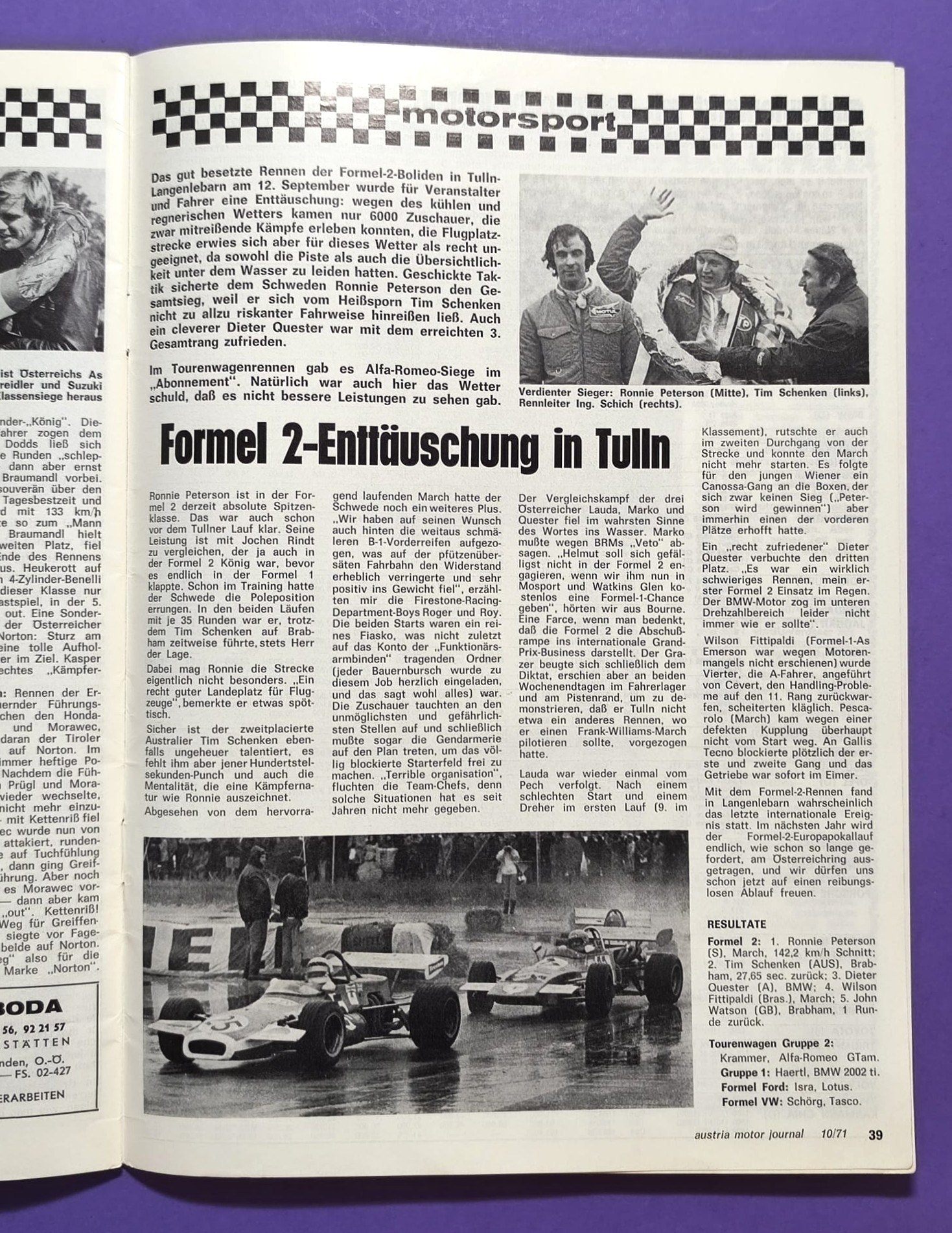 alte Zeitschrift Magazin Heft, Austria Motor Journal, Oktober 1971, Toyota Celica 1600 + alle Modelle, Mercedes Benz 230, Triumph Toledo, Sunbeam 1500GT, Formel 2 Tulln Langenlebarn, Helmut Marko BRM Formel 1,..